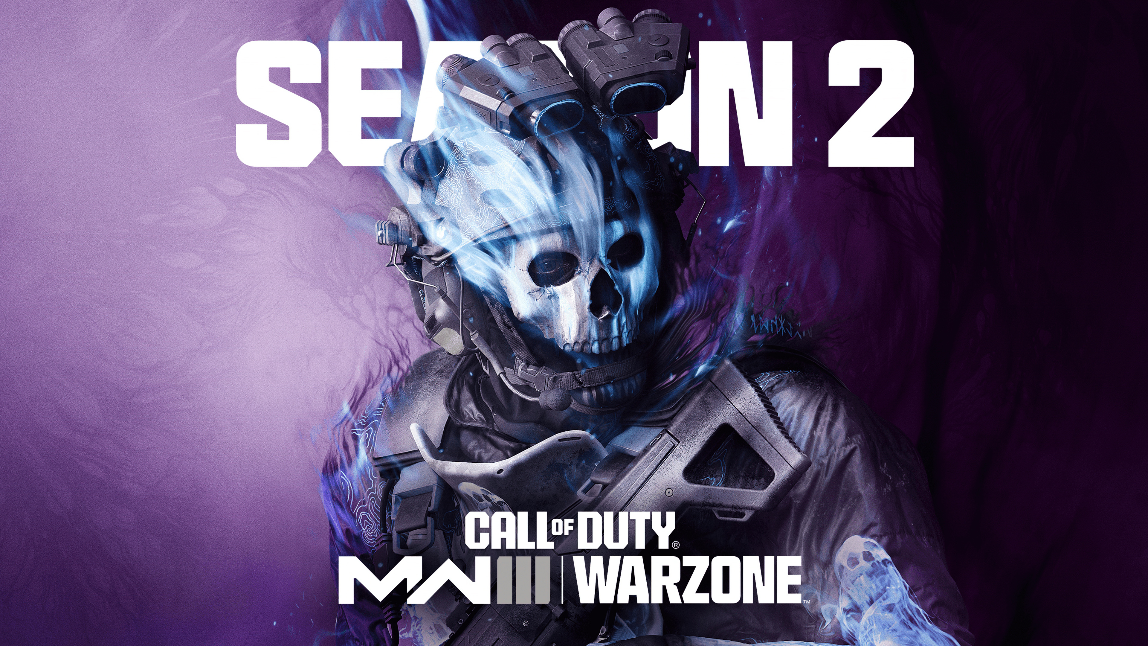 Simon 'Ghost' Riley wearing his signature skull mask and tactical military equipment from Call of Duty: Modern Warfare 3.