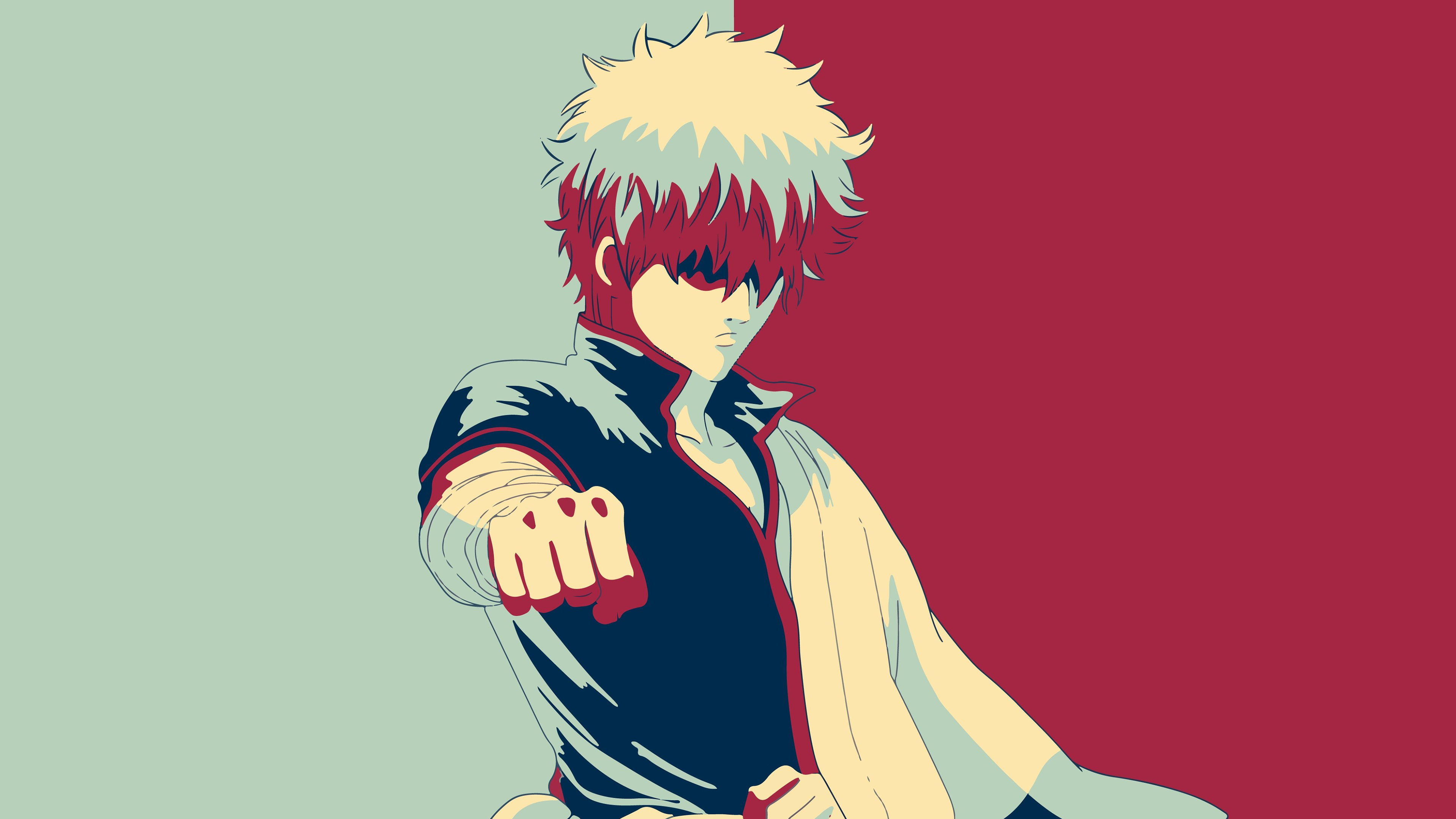 Minimalist digital art of Gintoki Sakata from the anime Gintama