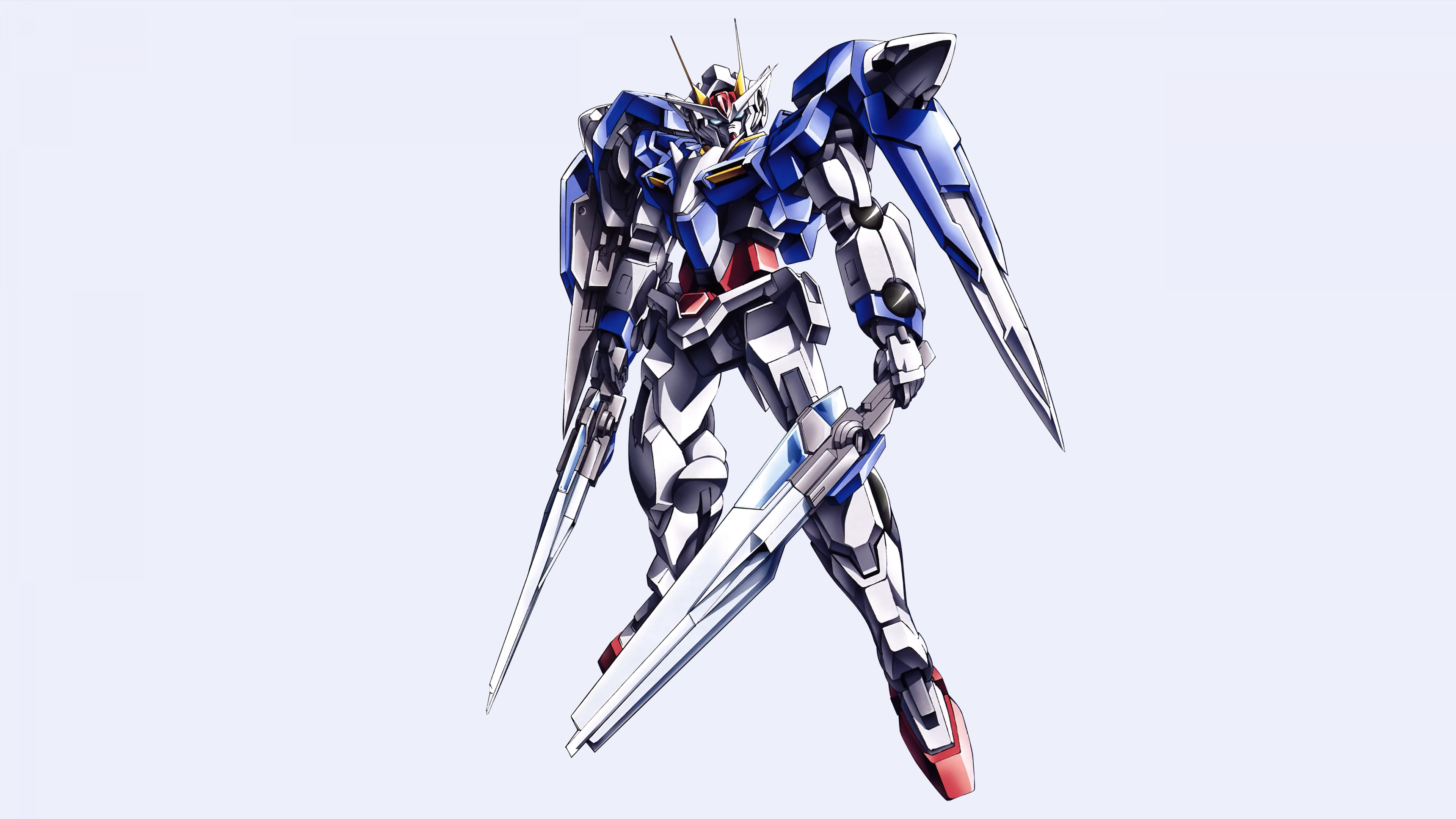 High-resolution 3D render of the GN-0000 00 Gundam mecha from Mobile Suit Gundam 00 on a white background.