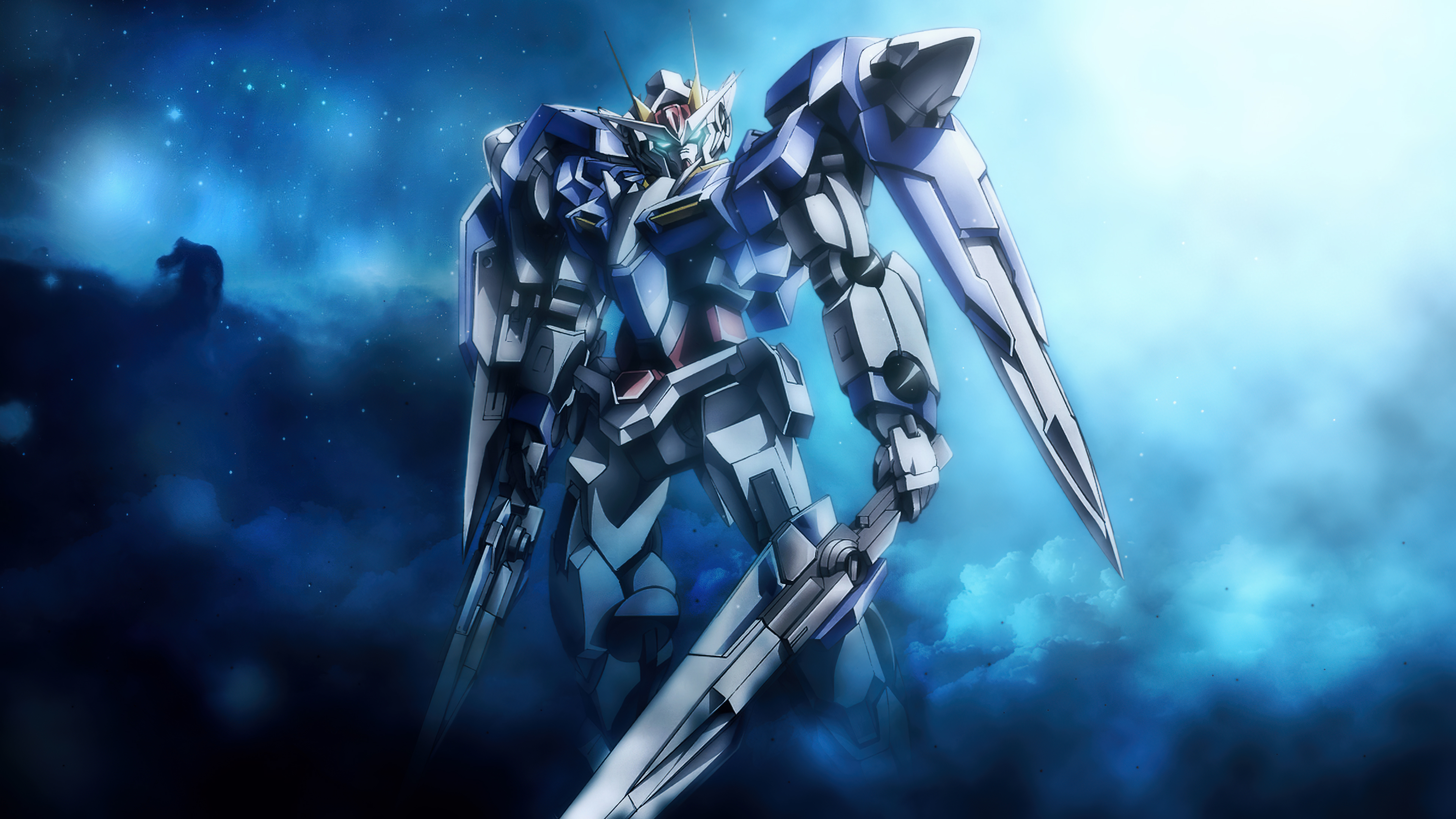 The GN-0000 00 Gundam mecha from the anime Mobile Suit Gundam 00.