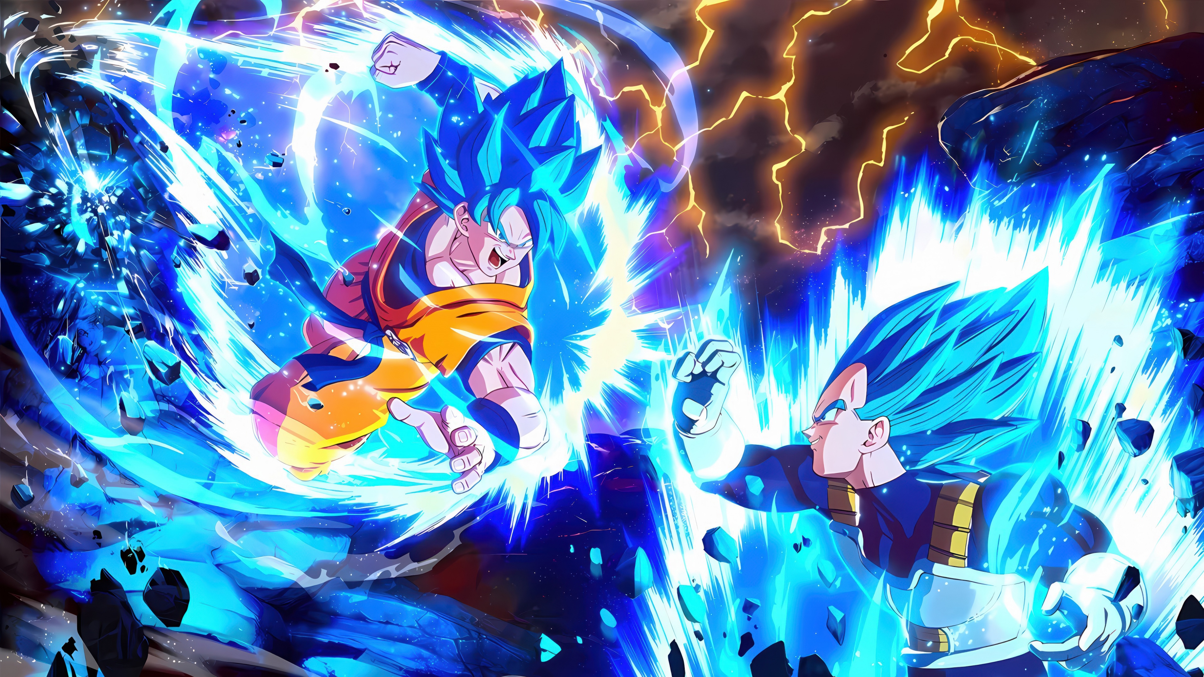 Goku and Vegeta engaged in an intense martial arts battle from Dragon Ball Sparking! Zero.