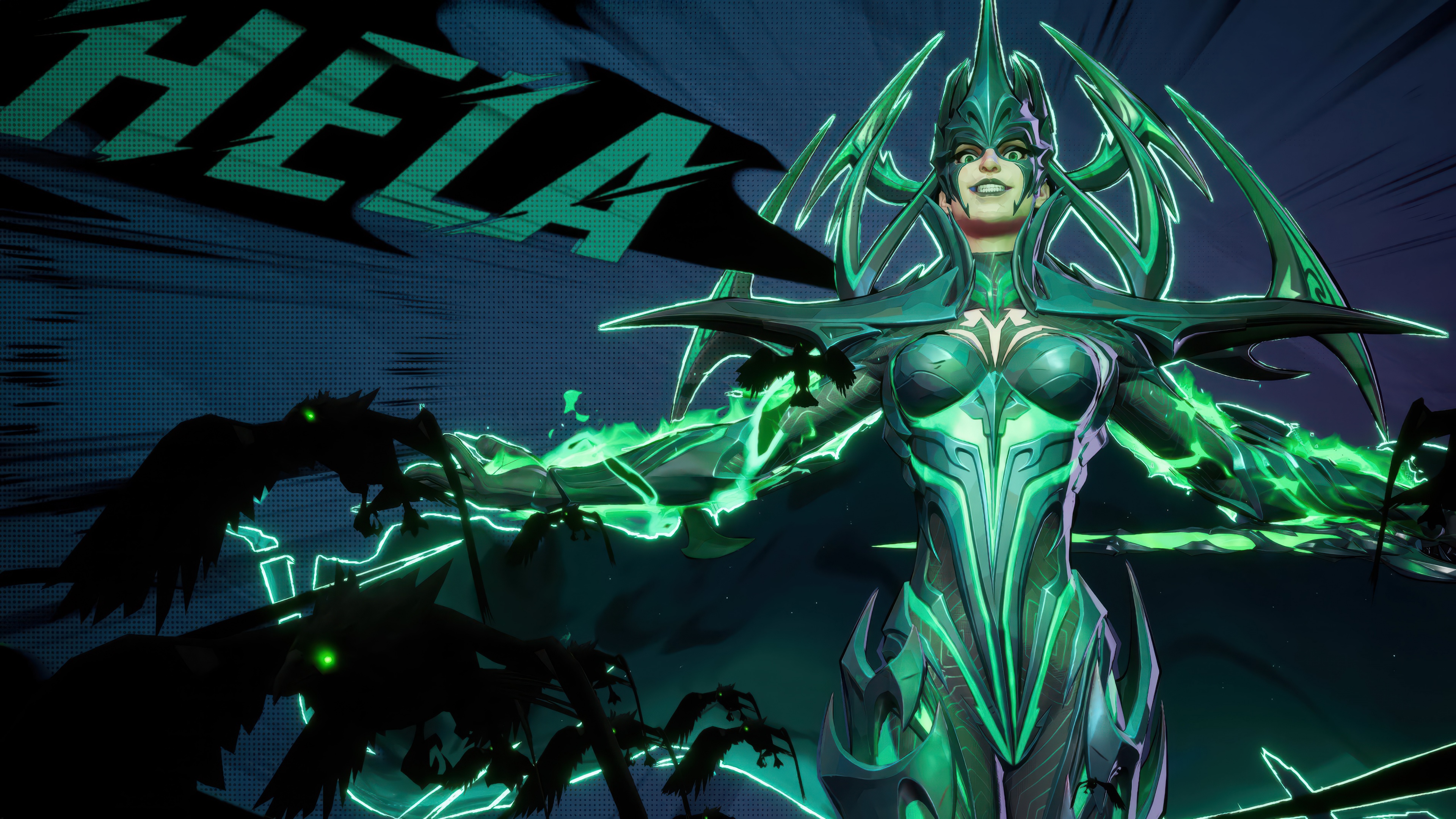 Detailed character portrait of Hela from the video game Marvel Rivals