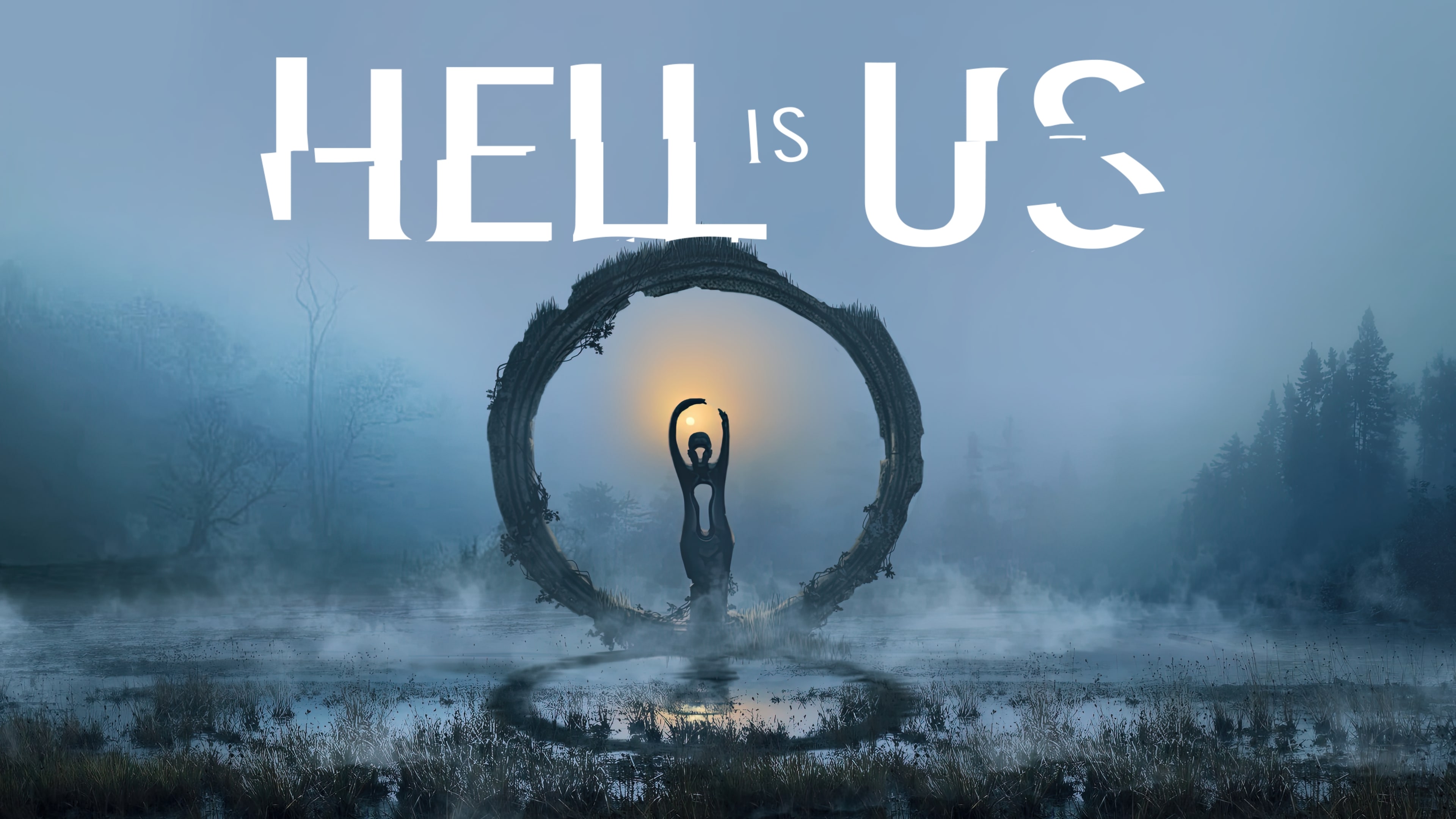 Cinematic key art for the video game Hell Is Us, showcasing a dark and atmospheric setting for next-gen consoles and PC.