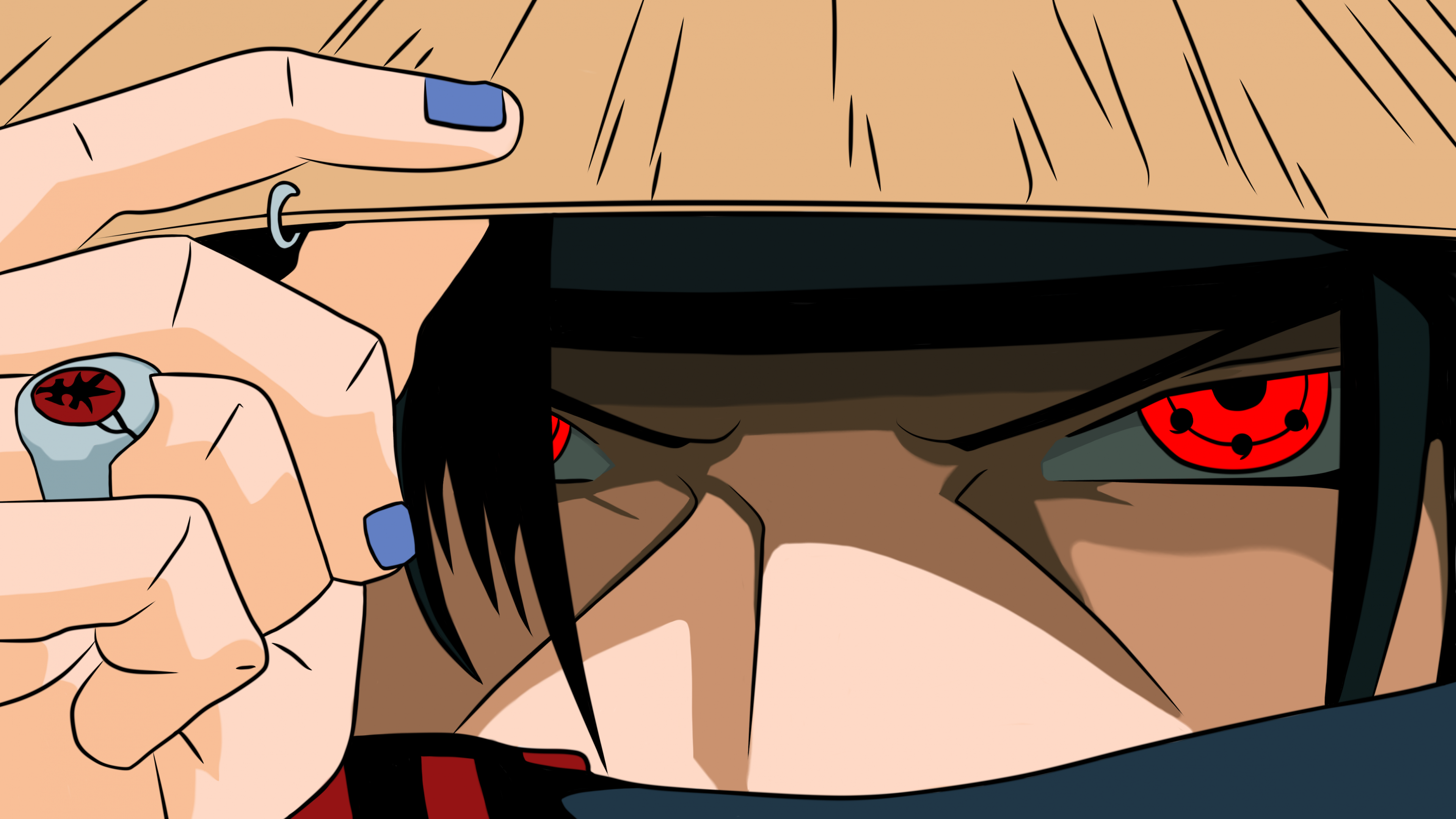 Itachi Uchiha from Naruto featuring his powerful Sharingan eyes