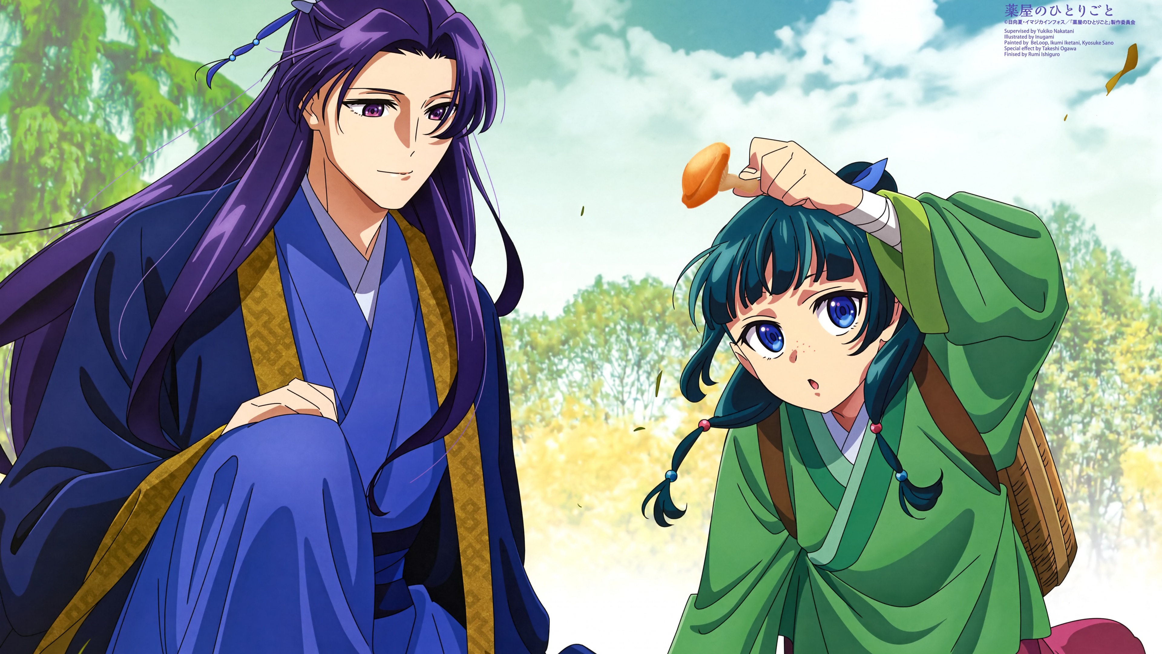 Jinshi and Maomao from The Apothecary Diaries (Kusuriya no Hitorigoto) in a detailed character illustration.