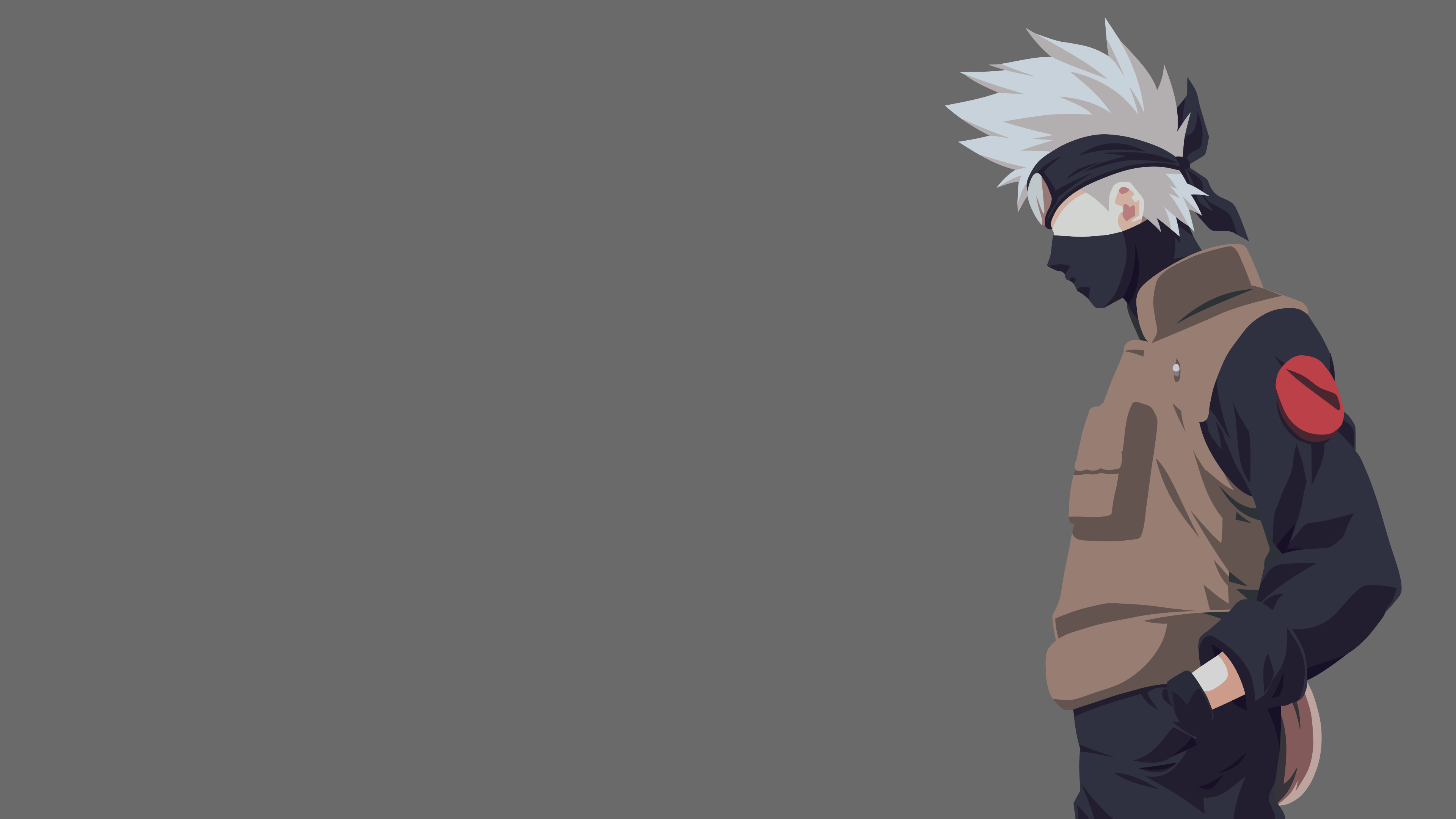 Minimalist grey-scale vector art of Kakashi Hatake from Naruto.