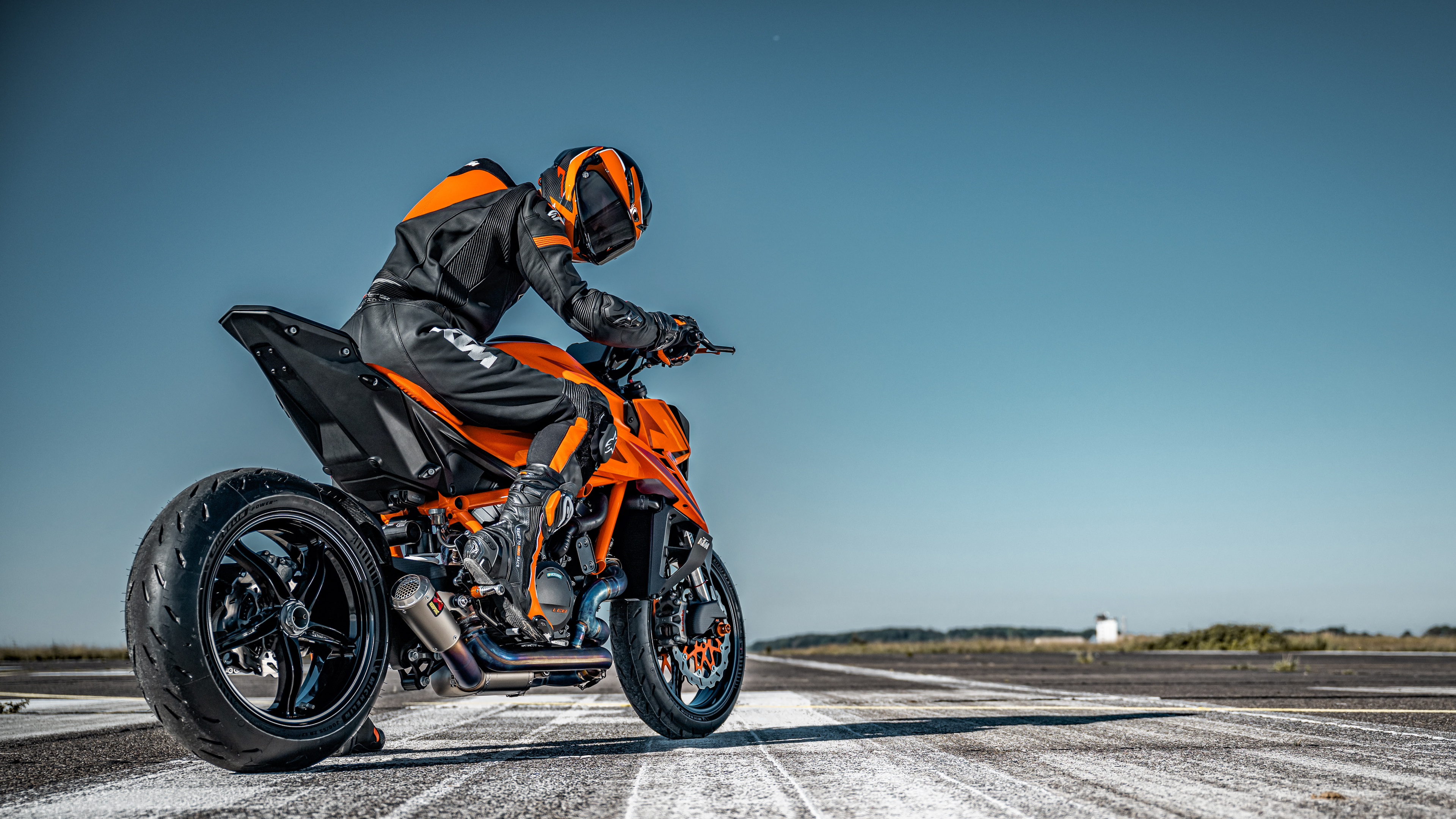 KTM 1390 Super Duke R 2024 naked motorcycle on a race track tarmac