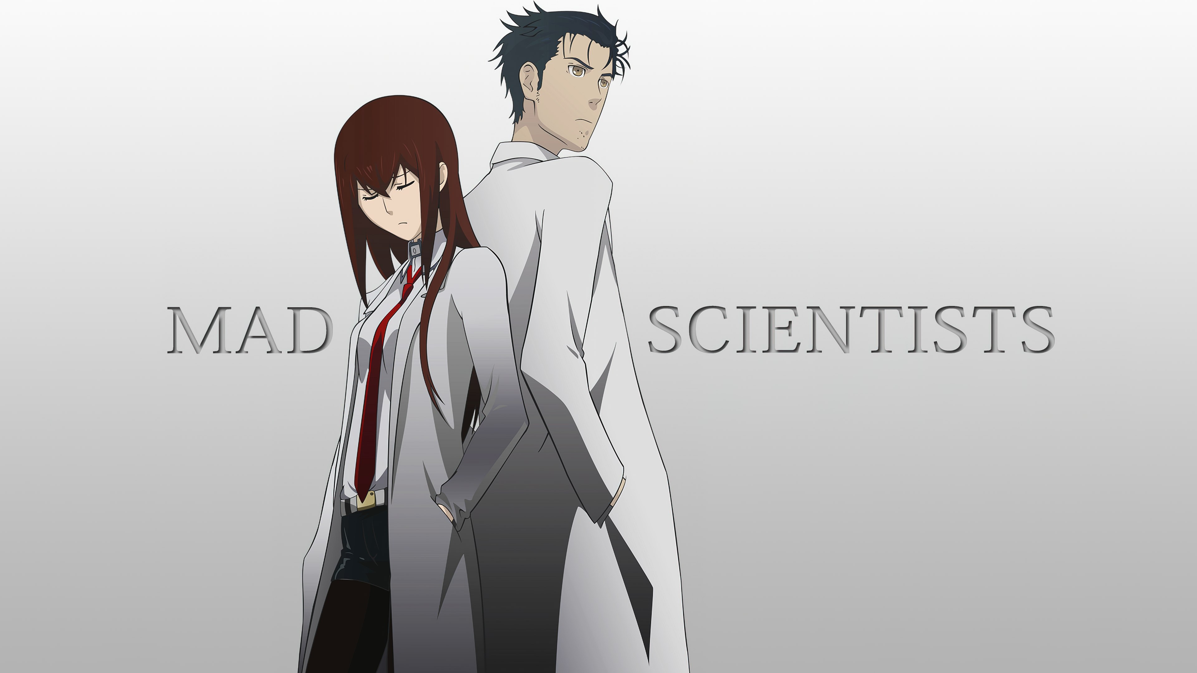 Kurisu Makise and Rintaro Okabe from the anime Steins;Gate sharing a moment together.