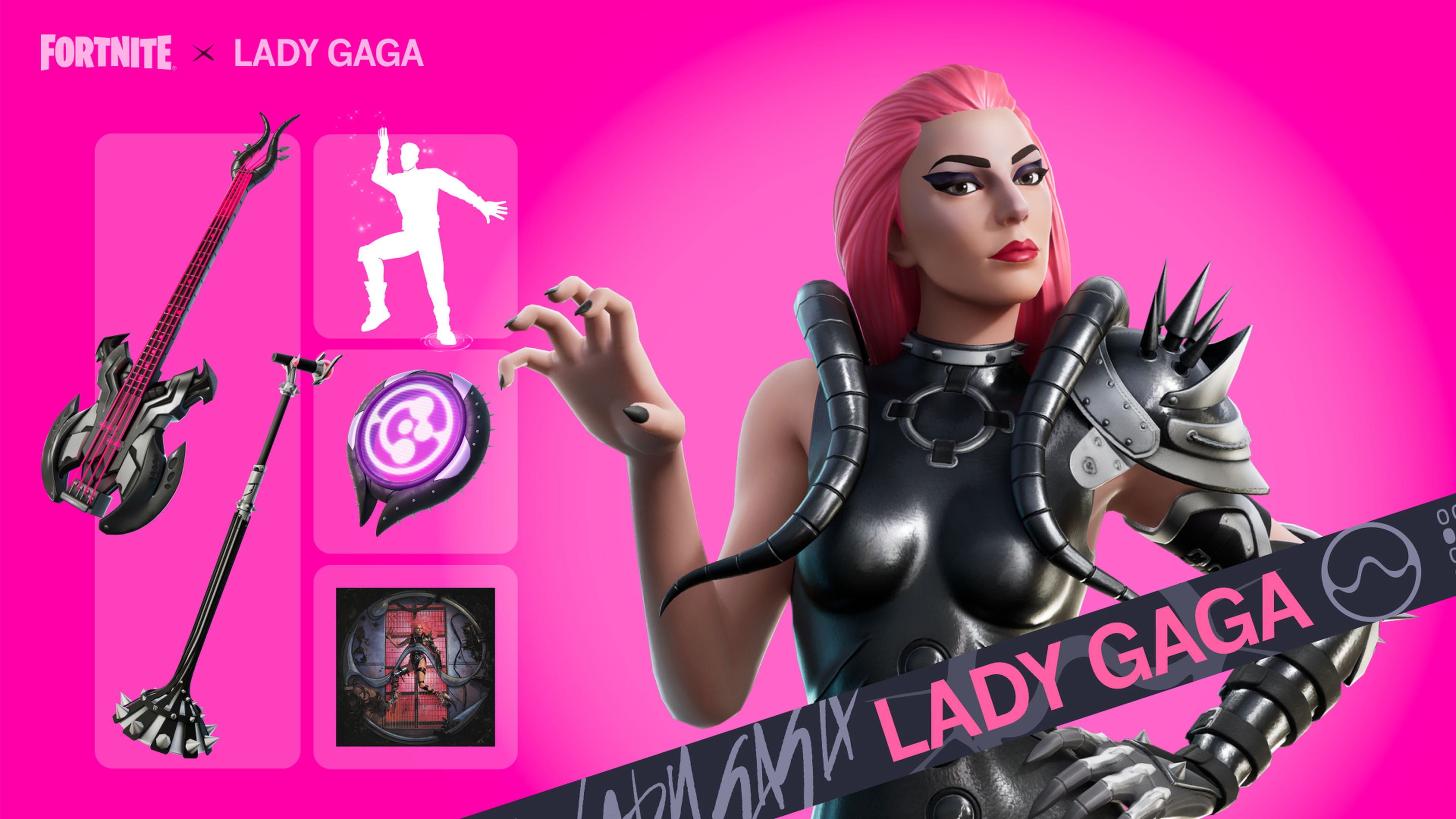 A female character inspired by Lady Gaga rendered in the Fortnite art style.