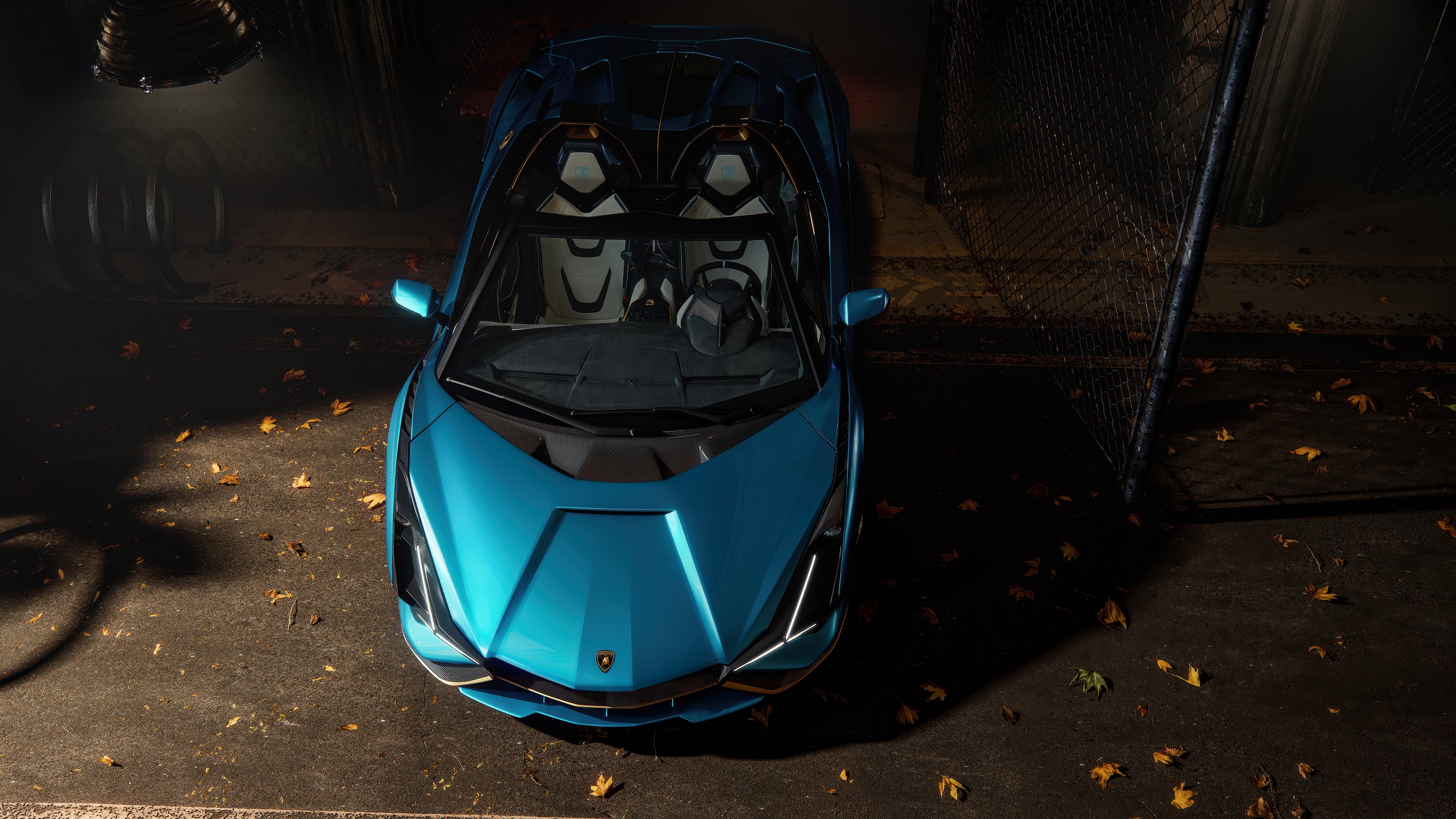 A high-detail cinematic shot of the Lamborghini Sián Roadster hybrid sports car.