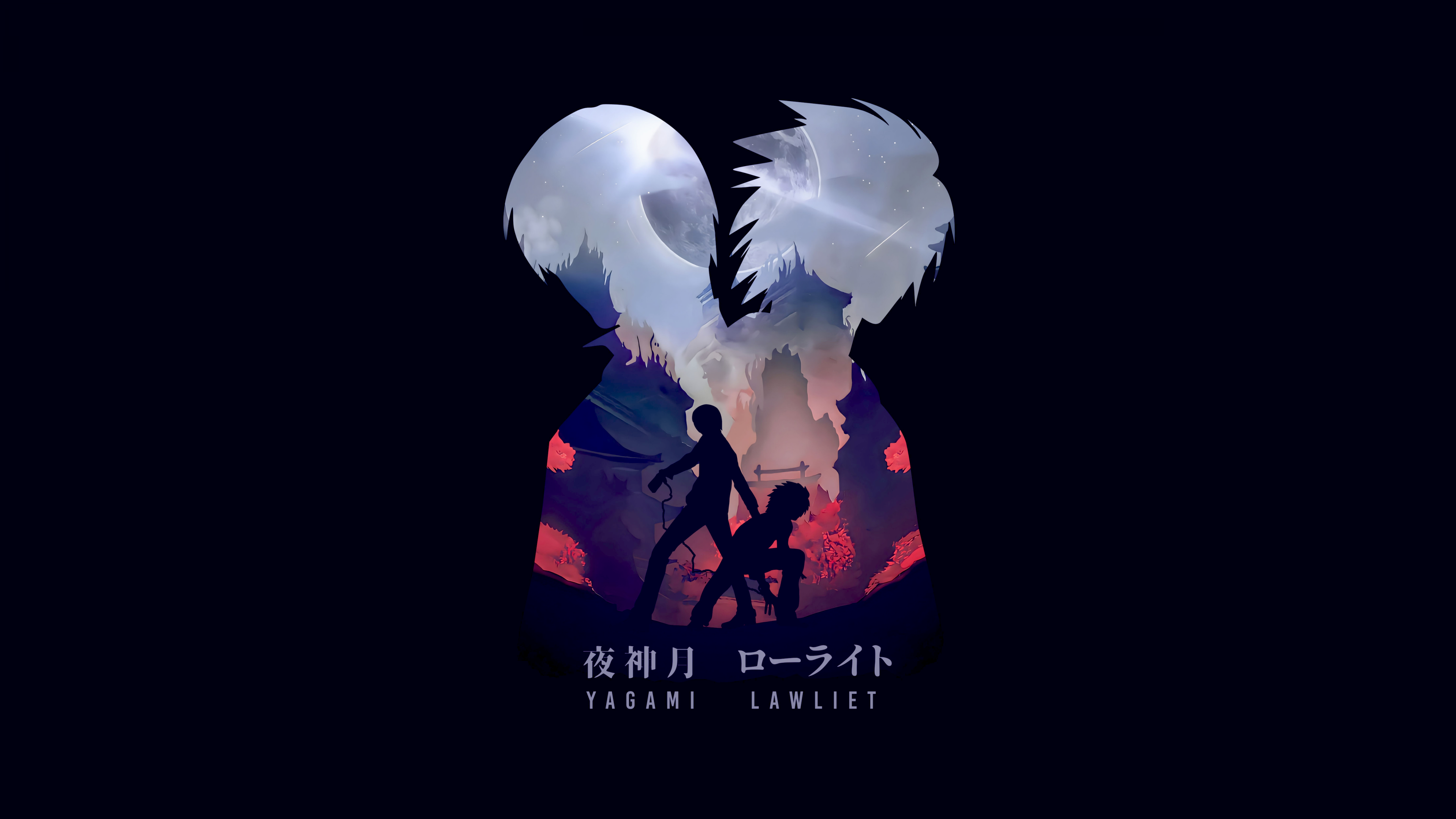 A high-resolution depiction of Light Yagami and L Lawliet from the Death Note manga series against a dark, atmospheric background.