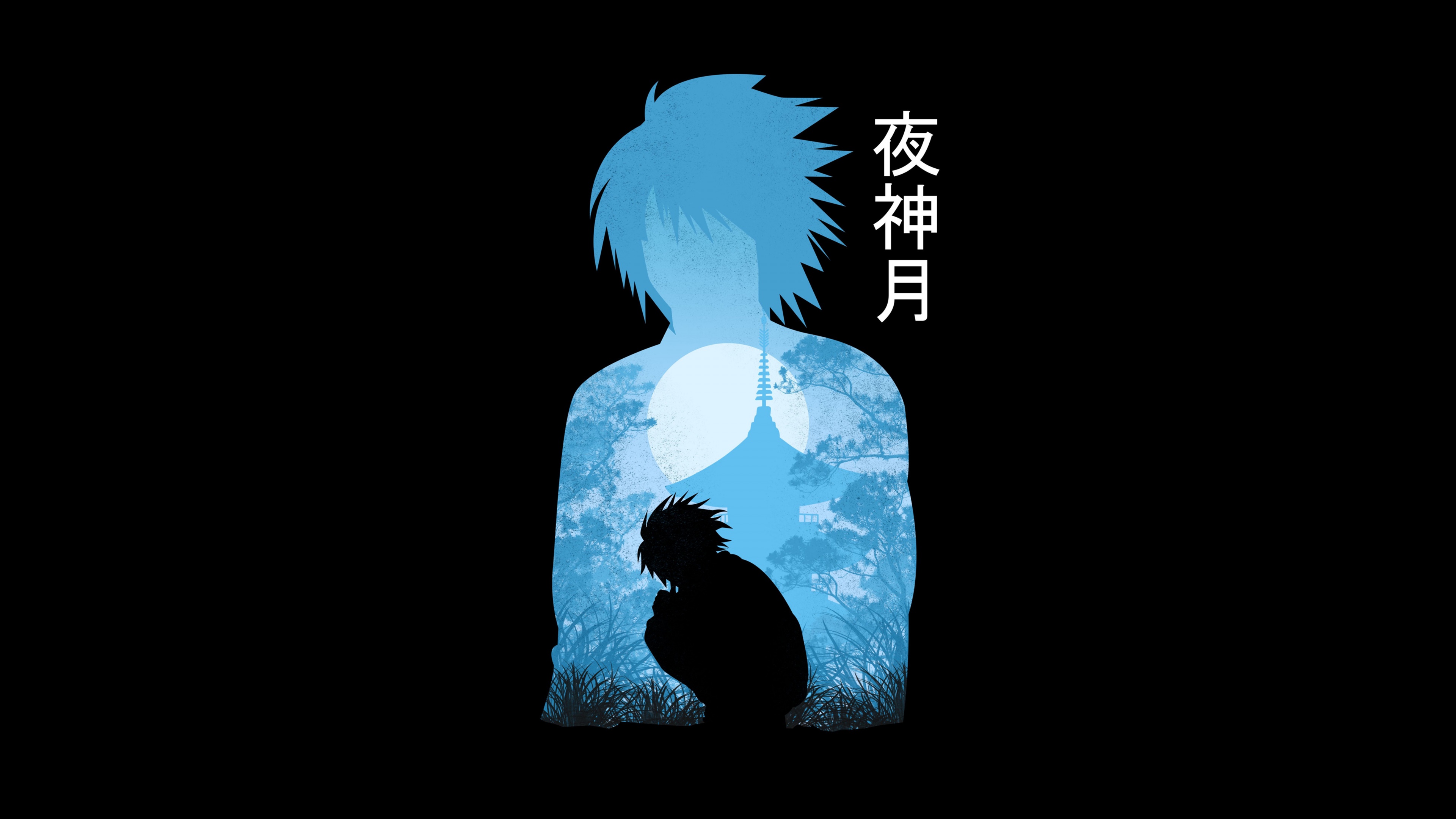 A high-resolution cinematic portrait of Light Yagami from the anime Death Note against a solid black background.