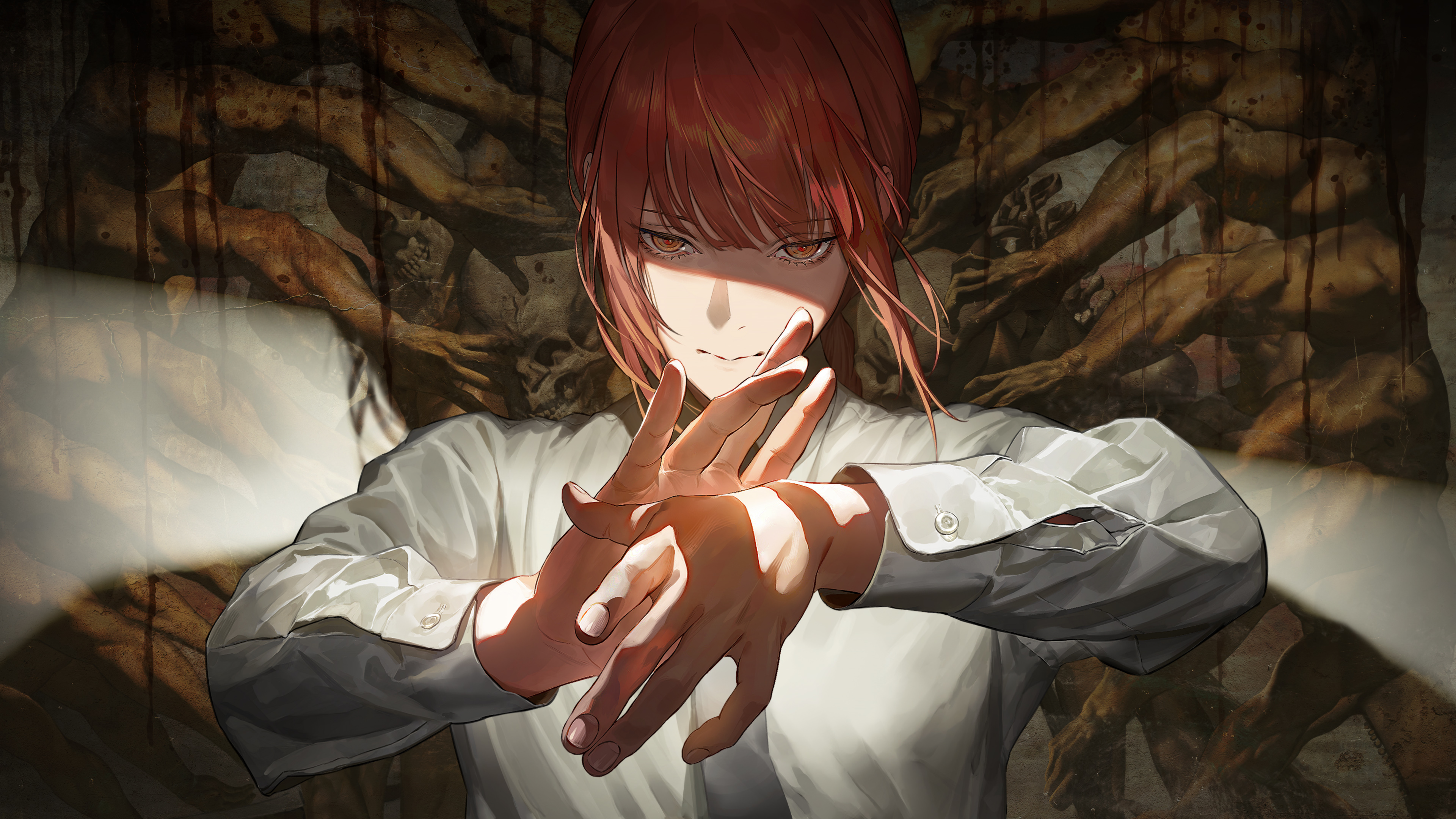 Makima from the anime and manga series Chainsaw Man, featuring a dark and devilish aesthetic.