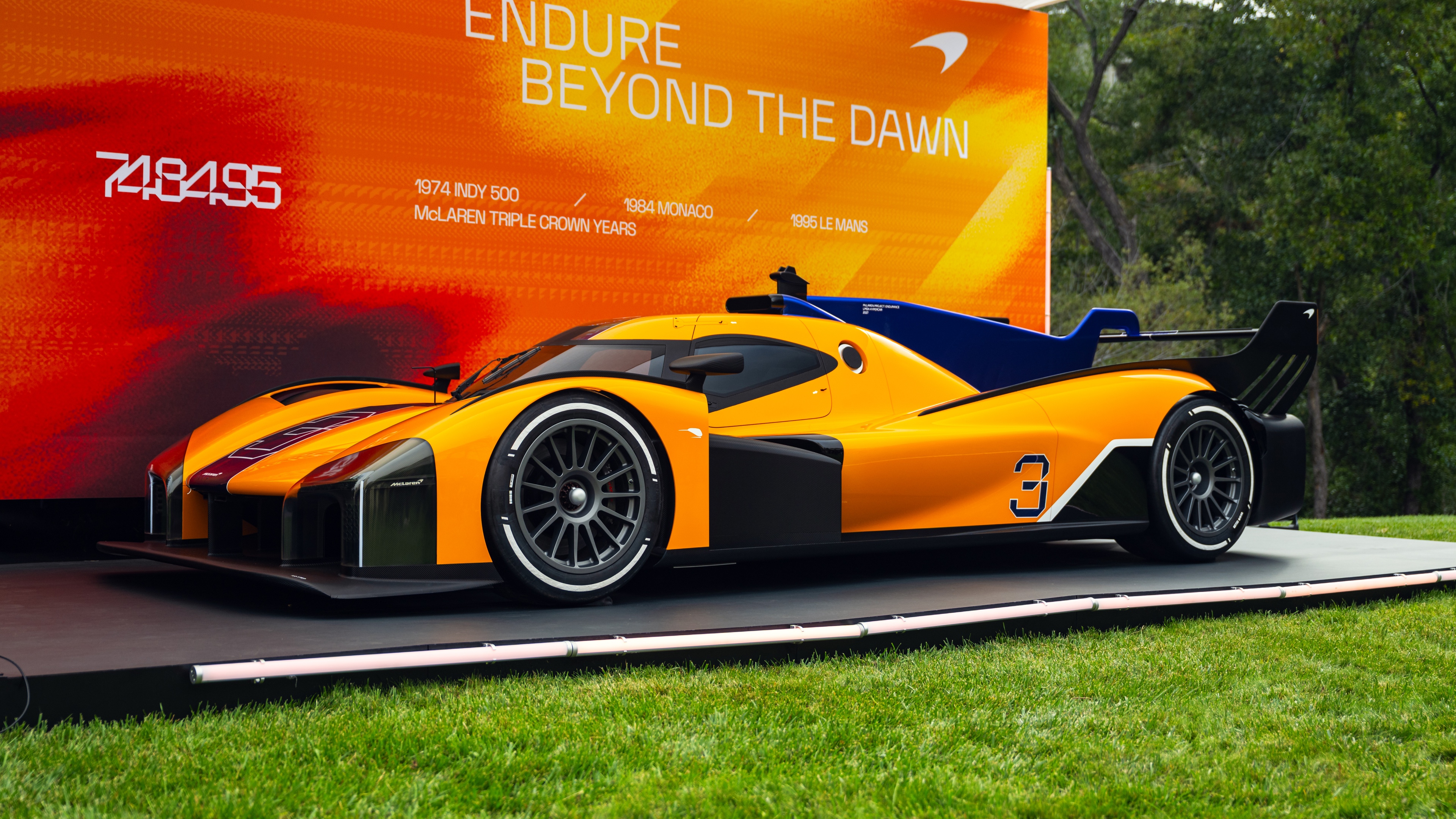 A detailed 8K rendering of the McLaren Project Endurance Le Mans Hypercar racing concept.