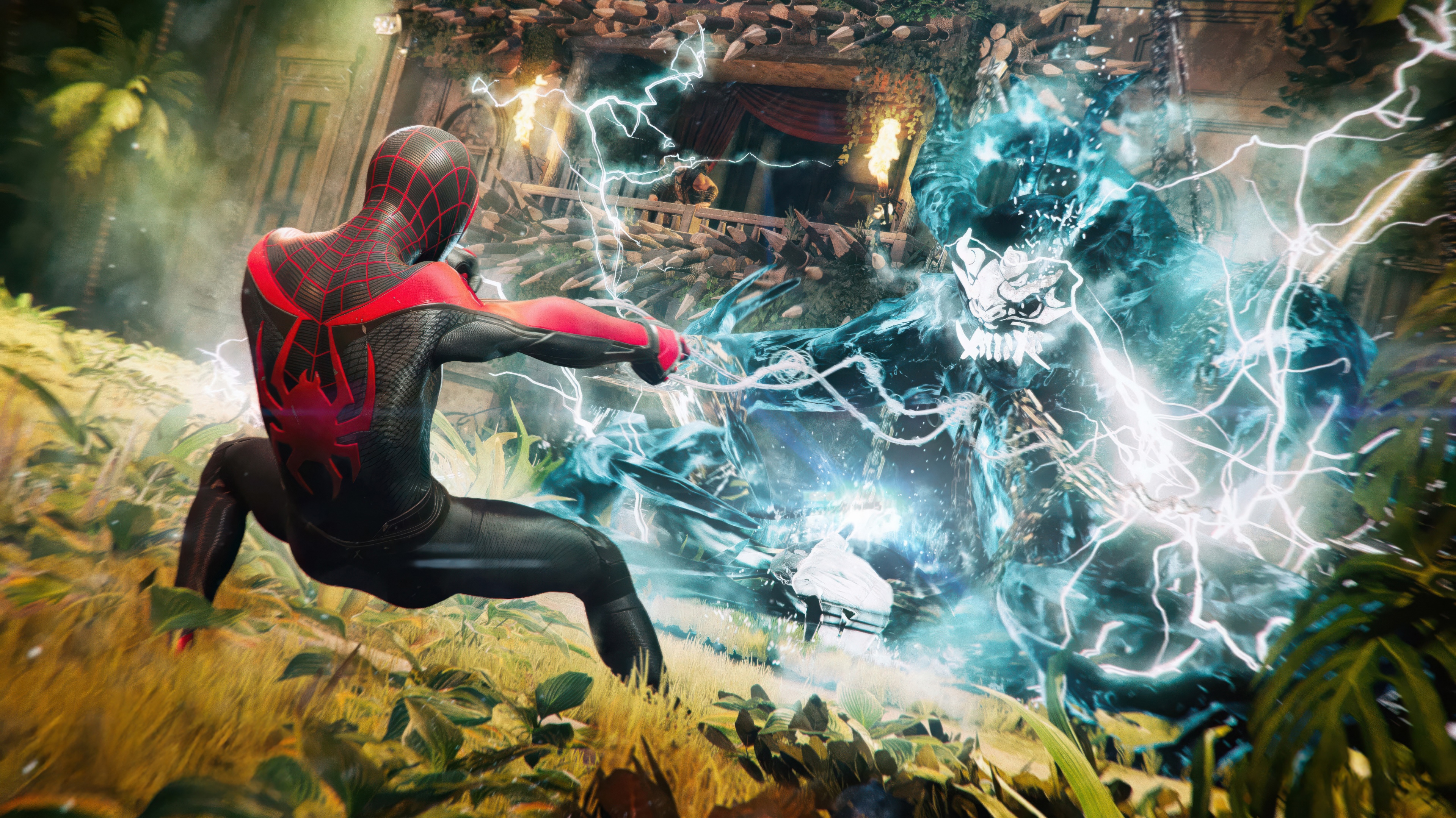 Miles Morales featuring the black Symbiote suit from Marvel's Spider-Man 2