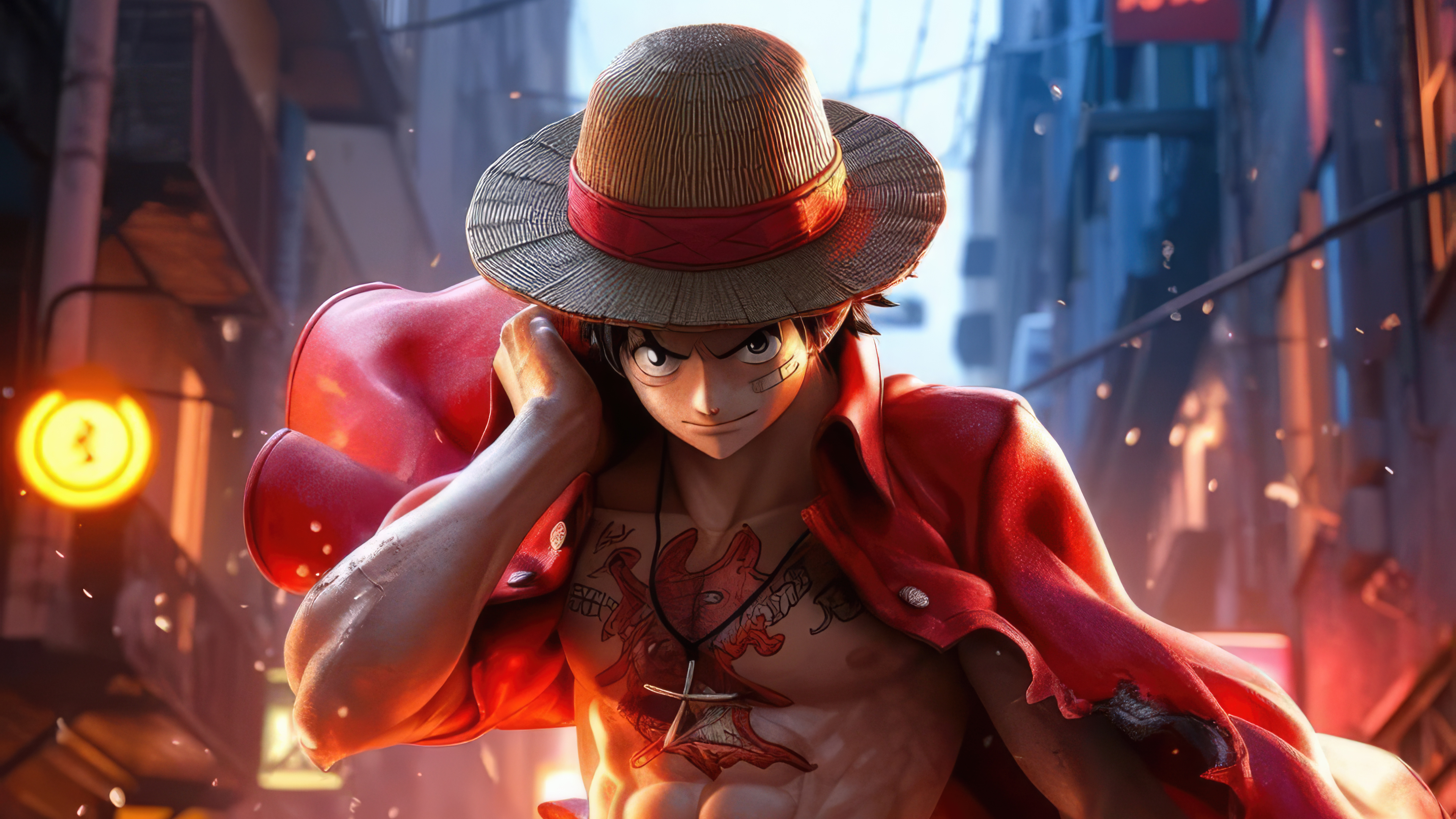 Detailed digital art of Monkey D. Luffy from the anime One Piece