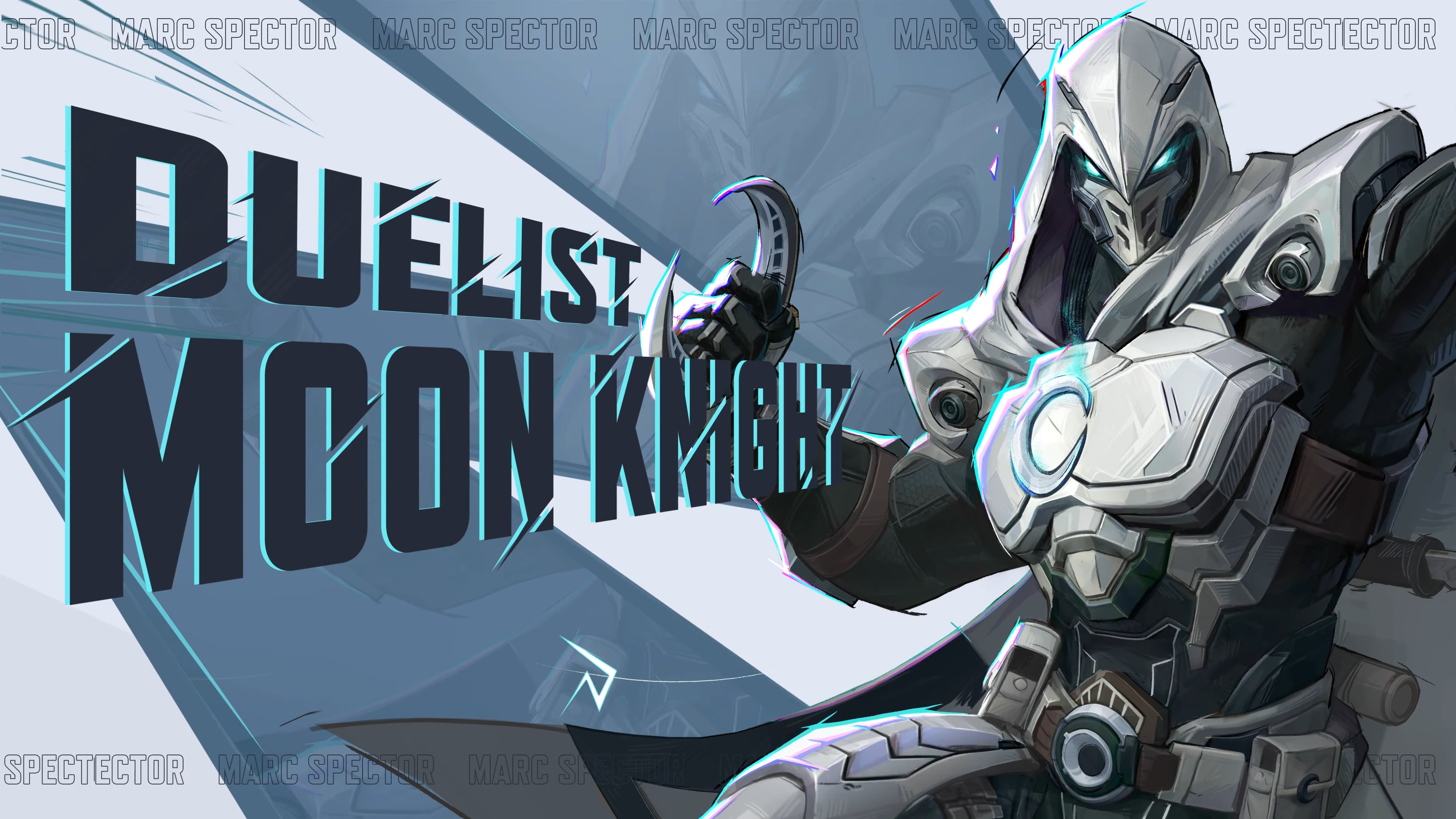 Moon Knight from Marvel Rivals wearing his iconic white superhero costume.