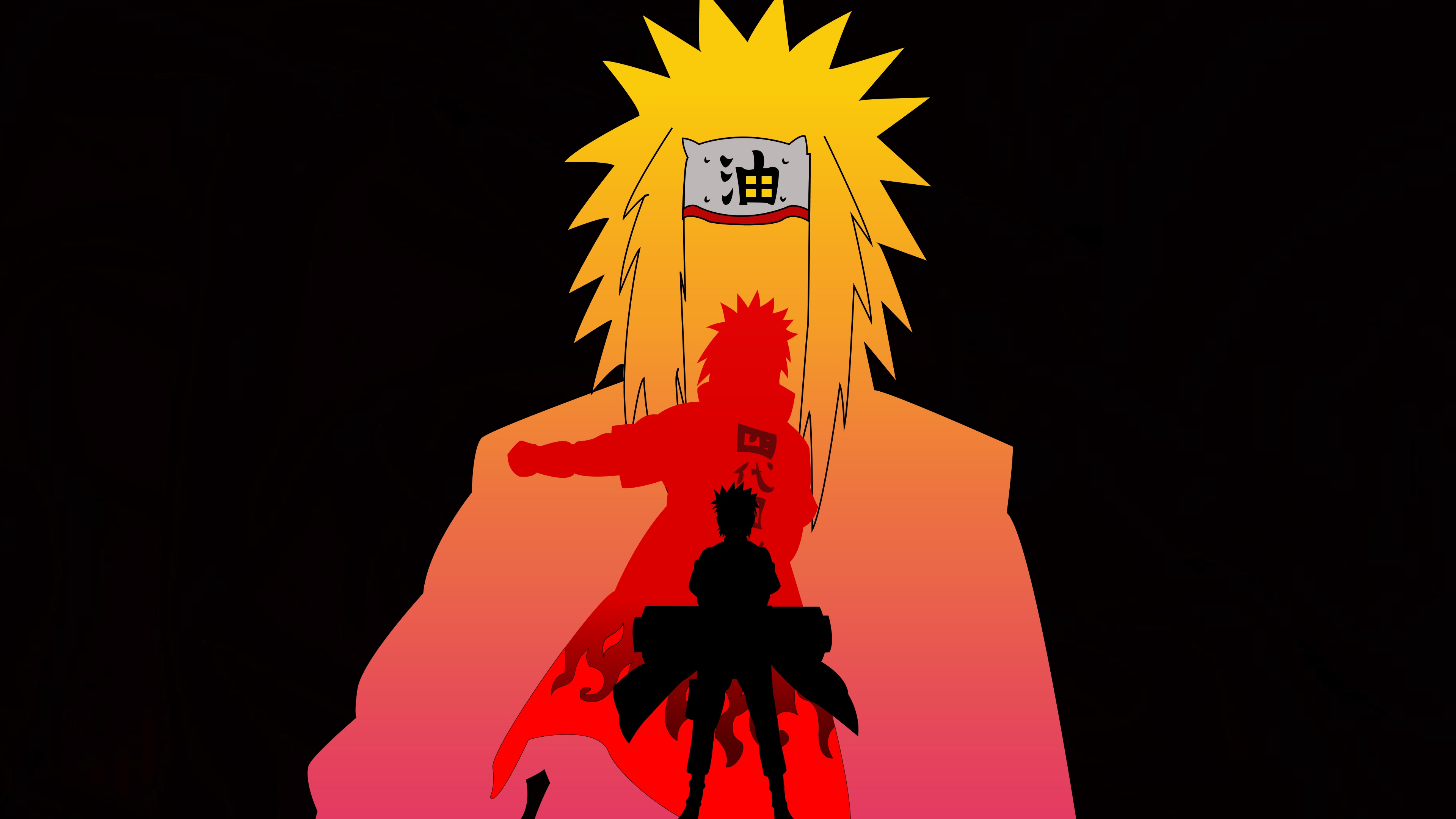 Naruto Uzumaki and Minato Namikaze from Naruto Shippuden on a black AMOLED background