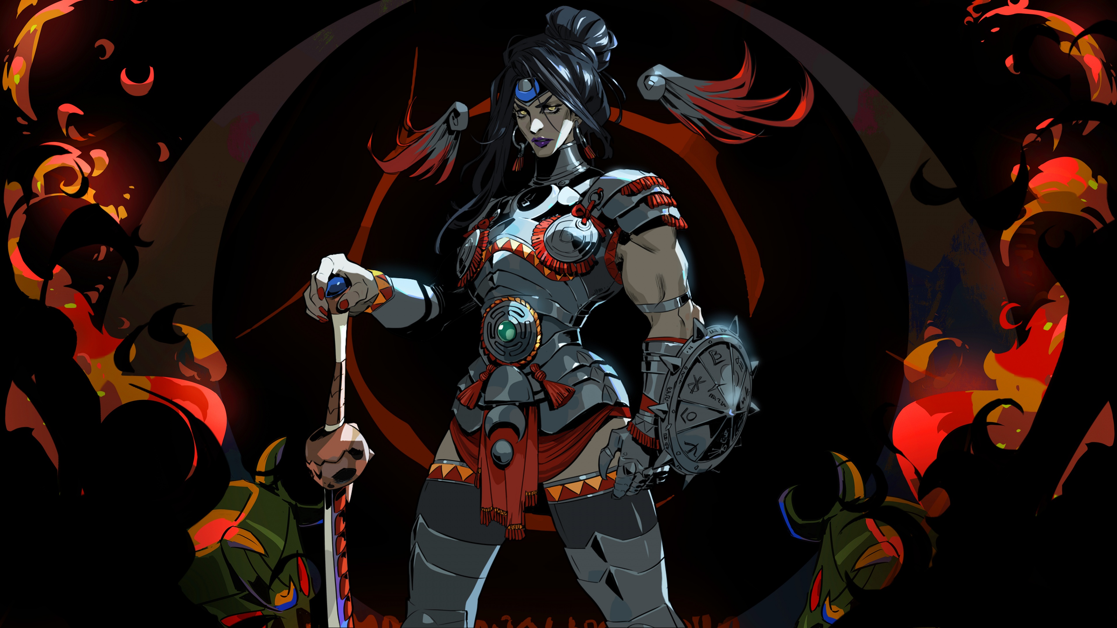 A detailed and dramatic portrayal of the character Nemesis from the video game Hades II.
