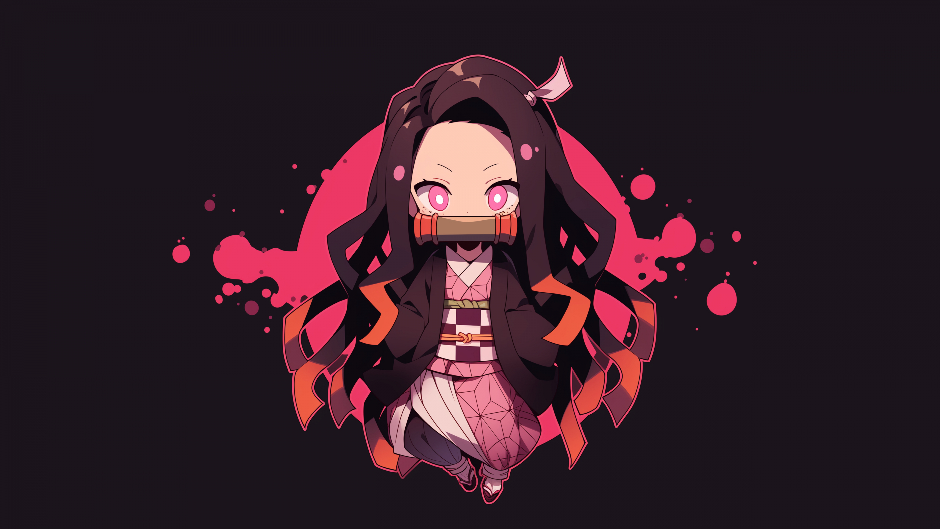 Minimalist vector-style illustration of Nezuko Kamado from Demon Slayer: Kimetsu no Yaiba