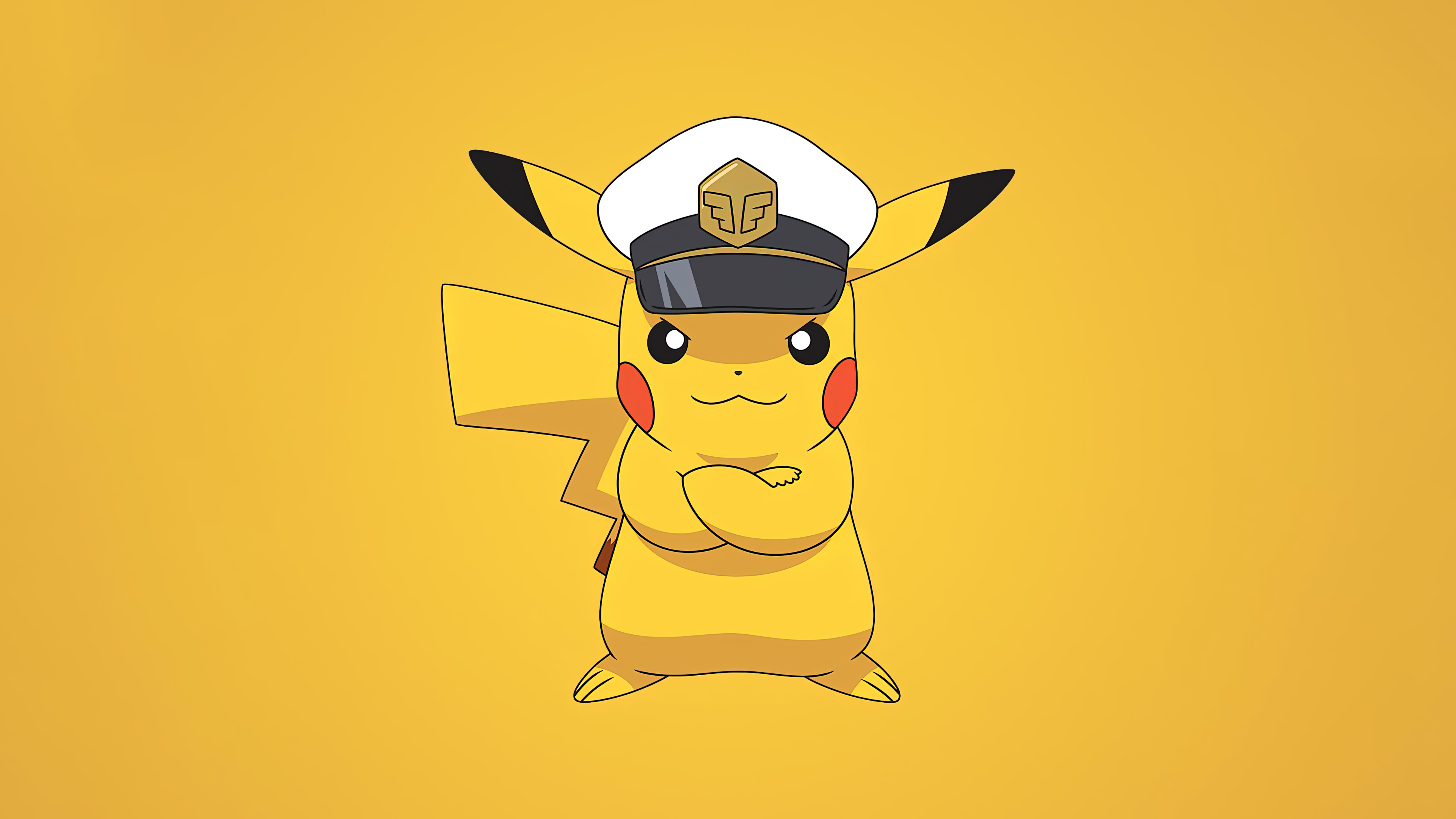 A simple illustration of Pikachu from Pokémon against a vibrant yellow background.