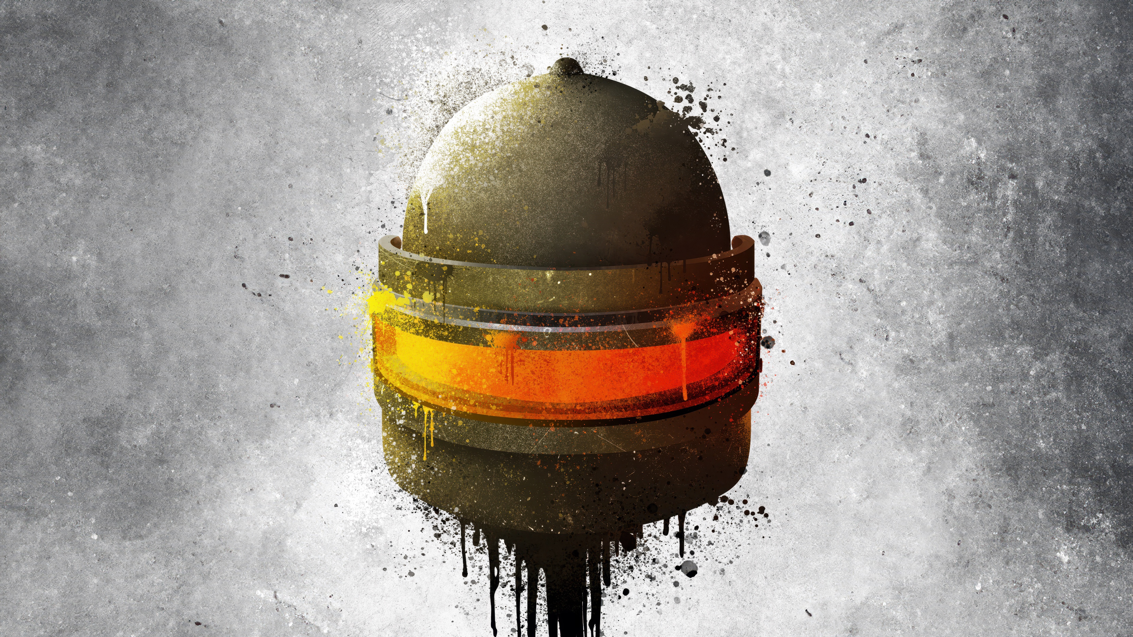 A stylized illustration of a PUBG character wearing a Level 3 helmet with a colorful dripping paint effect.
