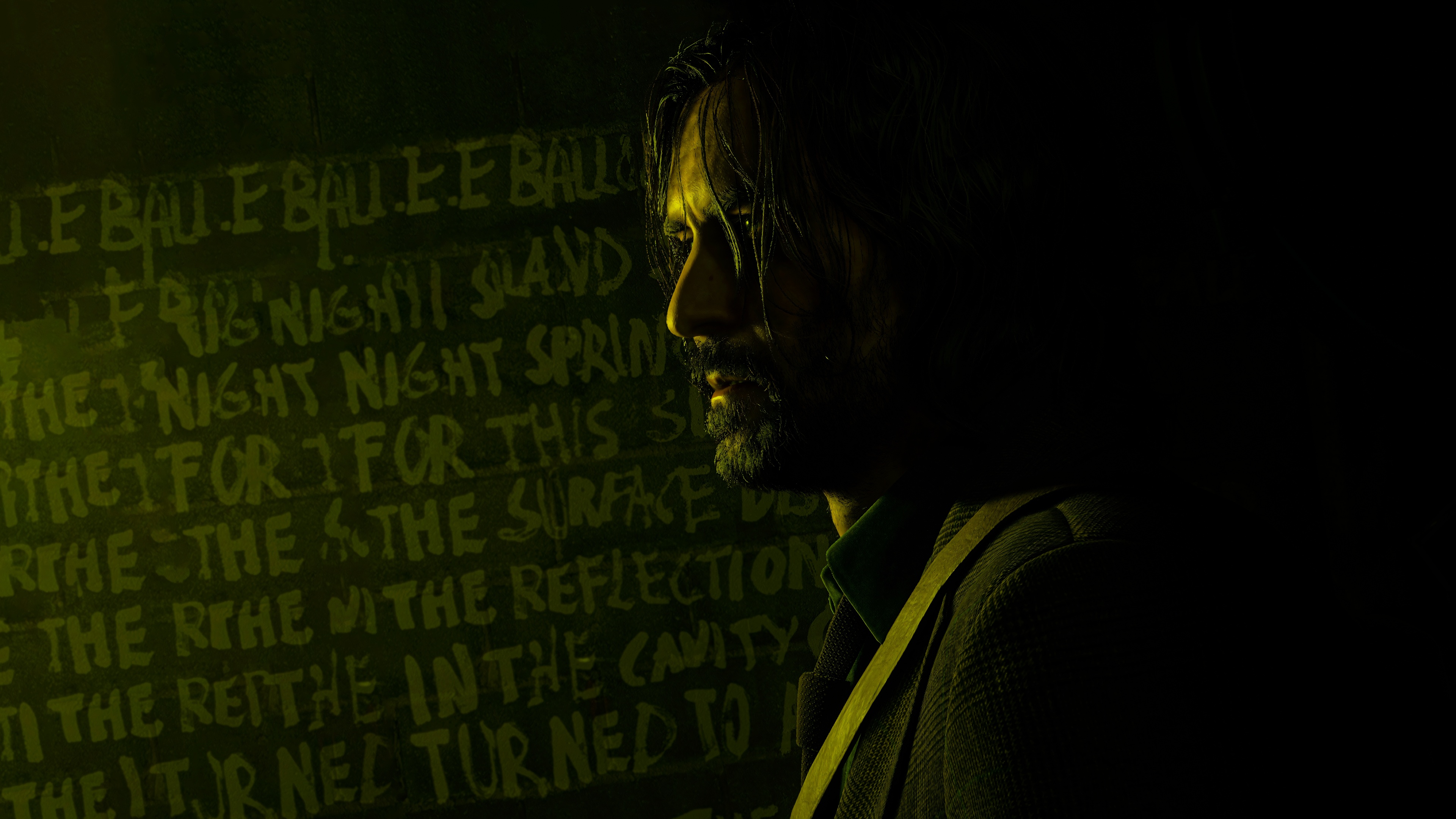 A high-resolution, intense portrait of Saga Anderson from Alan Wake 2