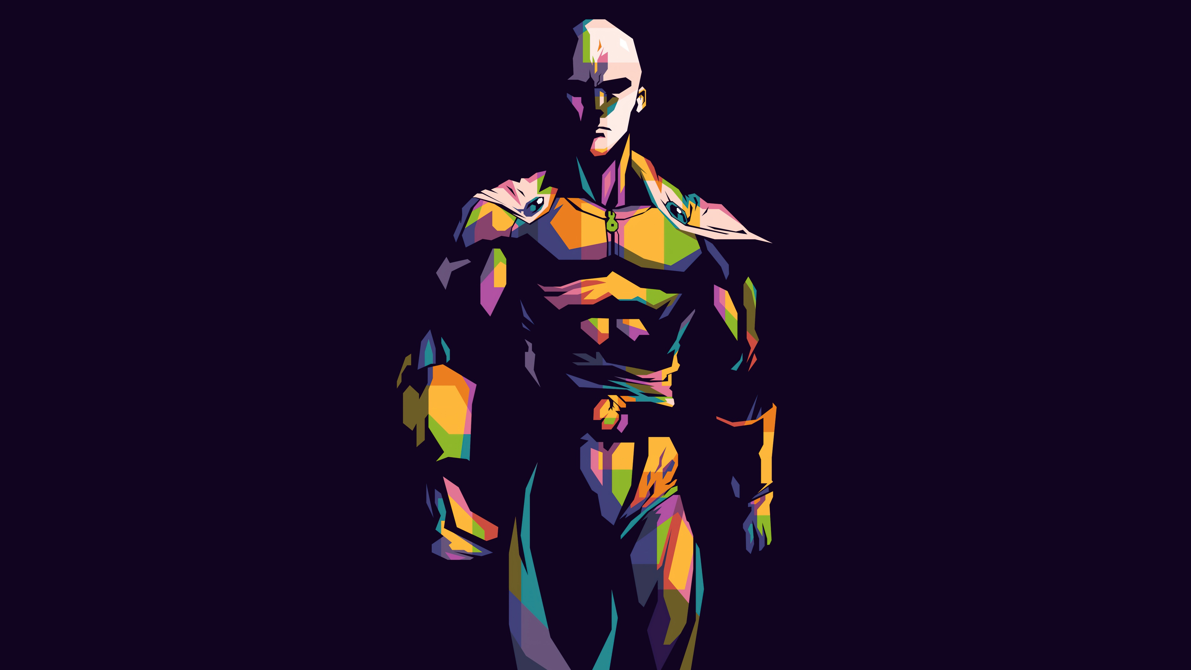 A highly detailed 8K cinematic portrait of Saitama from One Punch Man