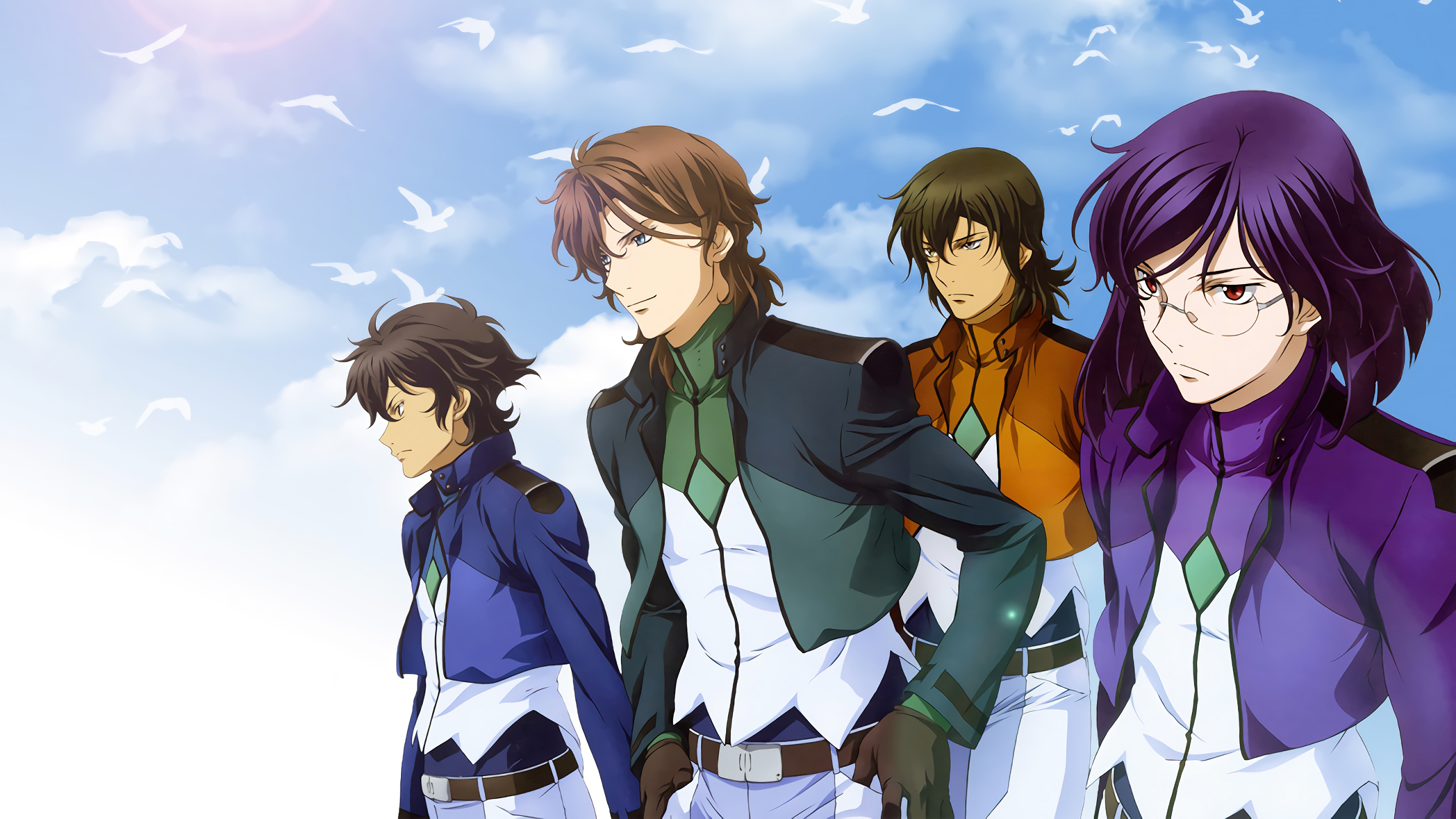 An intense anime portrait of Setsuna F. Seiei from the Mobile Suit Gundam 00 series.