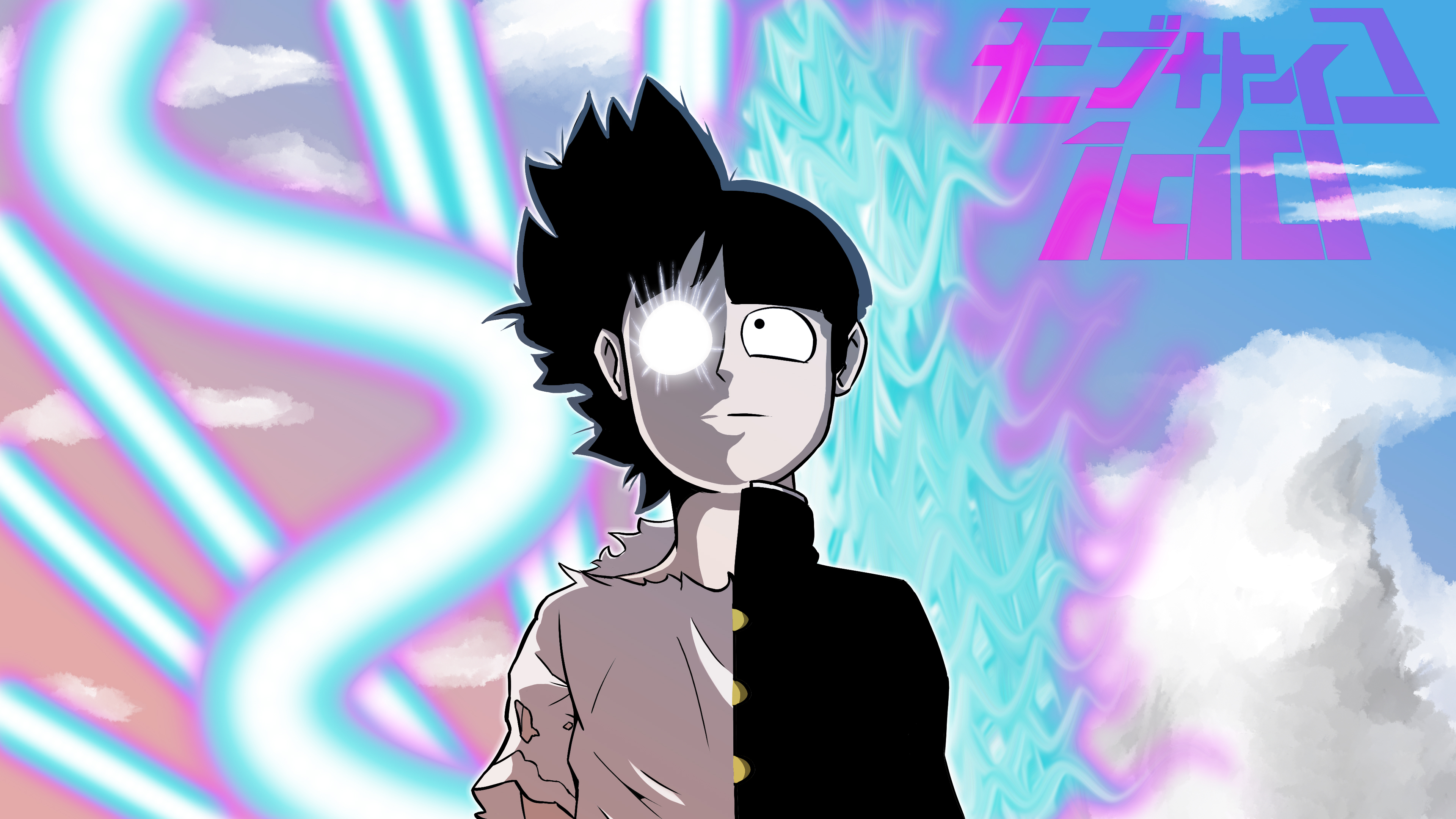Shigeo Kageyama, known as Mob from Mob Psycho 100, displaying his psychic aura.