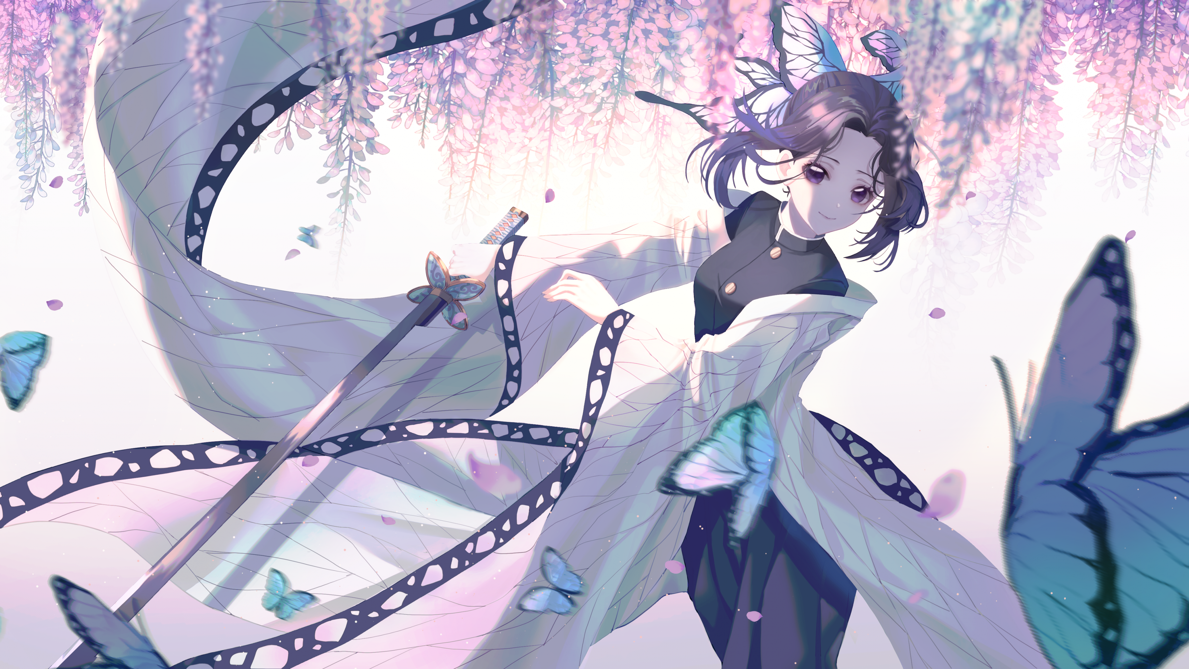 Shinobu Kocho from Demon Slayer: Kimetsu no Yaiba wearing her signature butterfly wing haori.