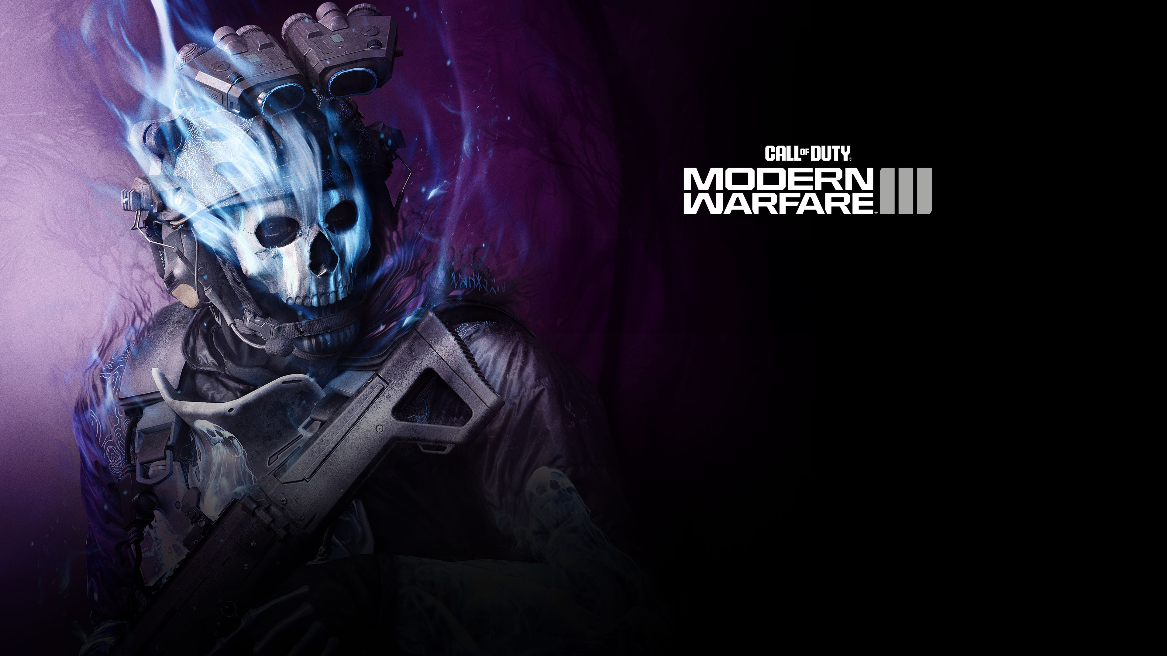 A detailed close-up of Simon "Ghost" Riley wearing his signature skull mask from Call of Duty, set against a dark, moody background.