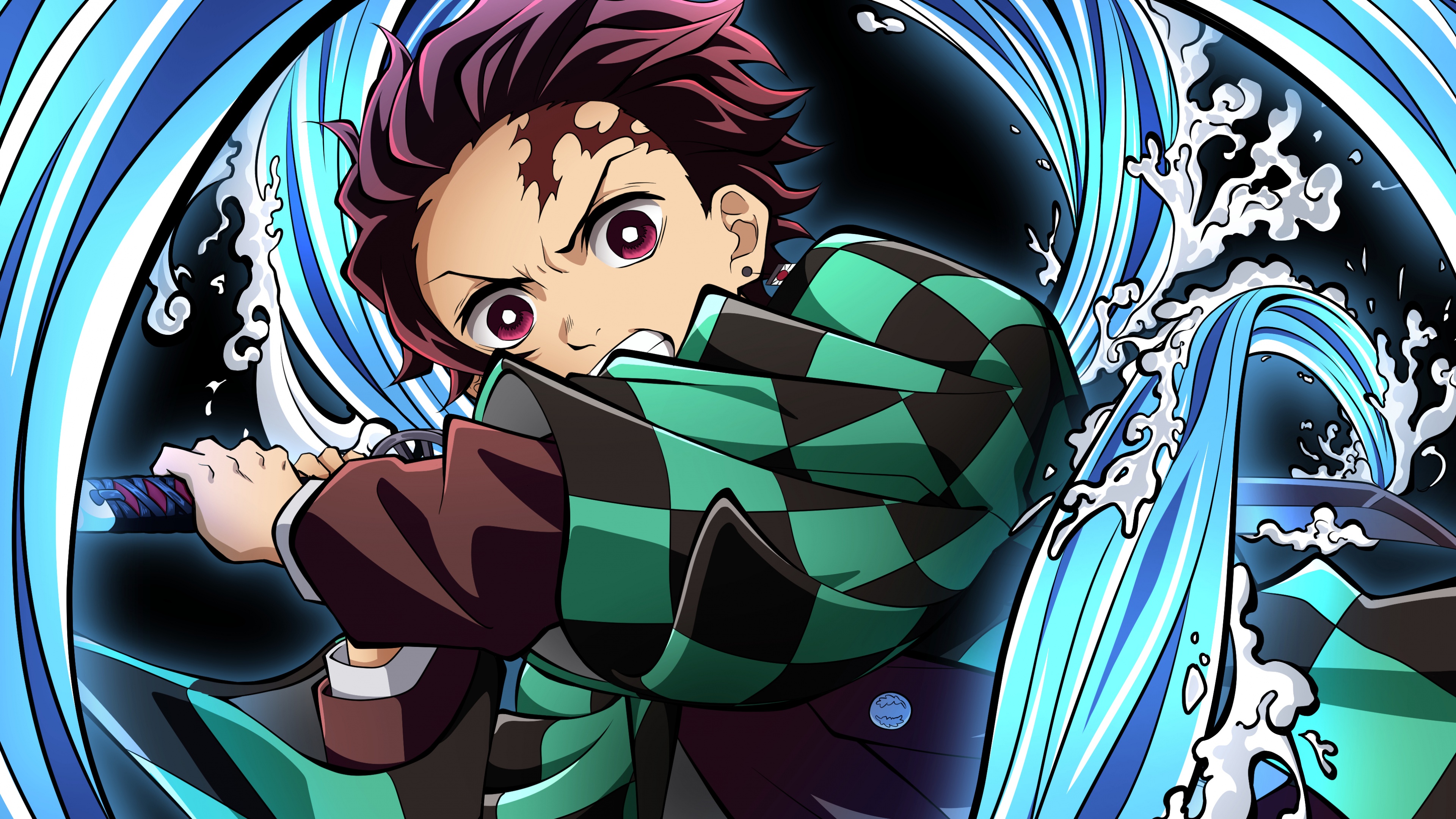 Tanjiro Kamado from Demon Slayer: Kimetsu no Yaiba wearing his distinctive green and black checkered haori.