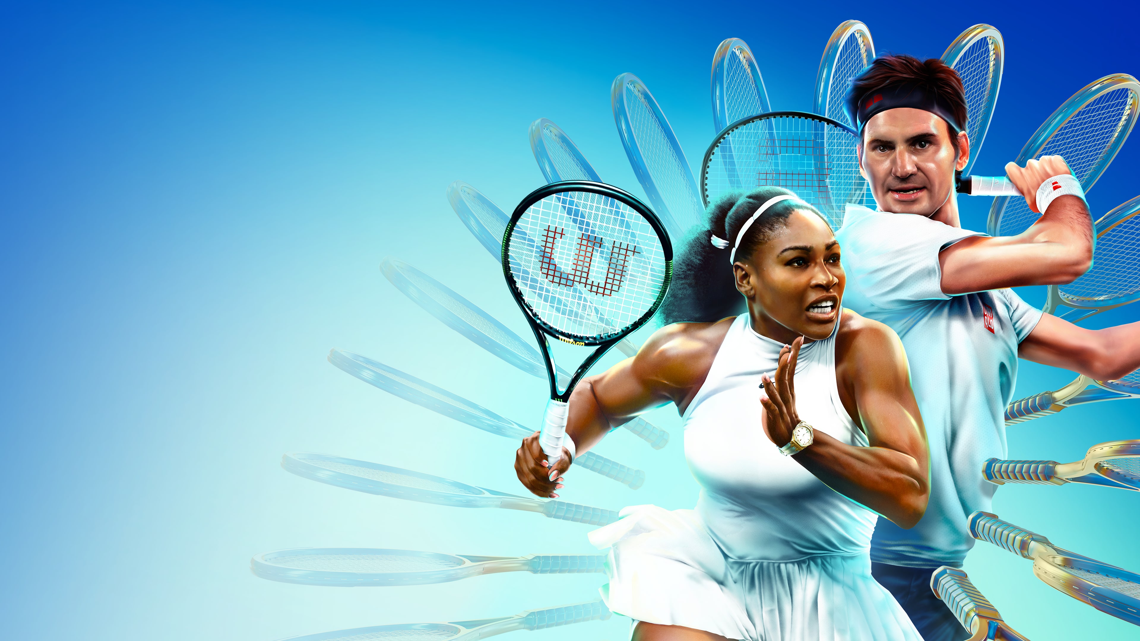 Serena Williams and Rafael Nadal appearing as playable legends in the TopSpin 2K25 tennis simulation.
