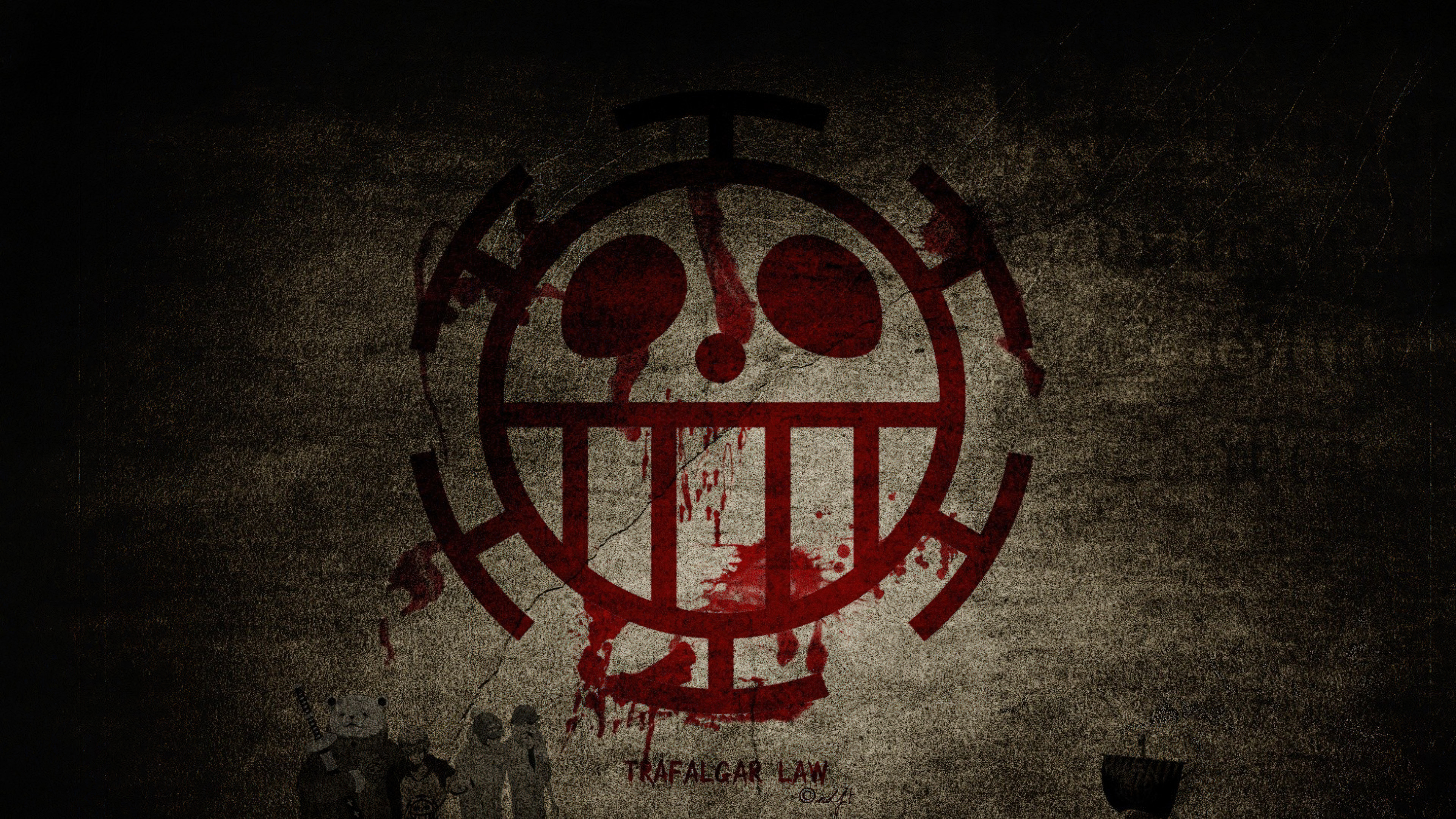 A graphic logo design inspired by the character Trafalgar Law from the One Piece anime.