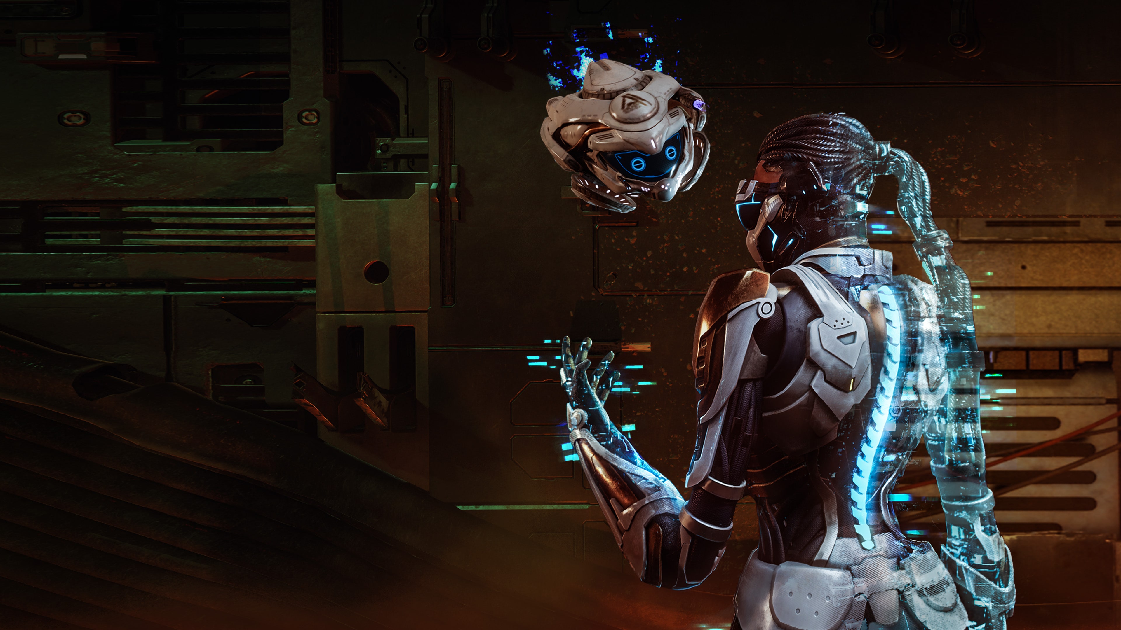 A heroic figure in advanced armor featured in high-detail key art for 2025 gaming platforms.