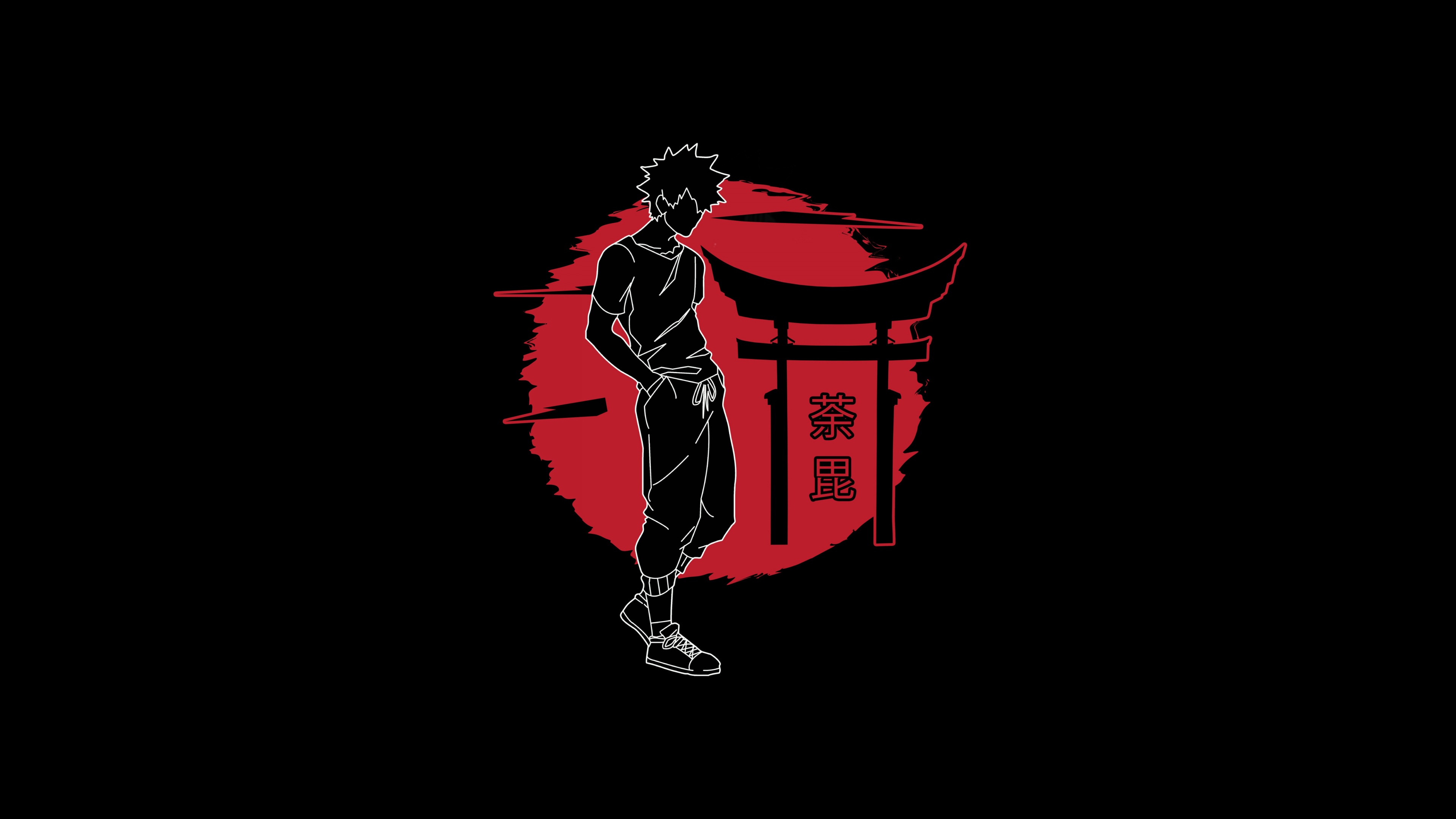 A minimalist 5K portrait of Dabi from My Hero Academia on a black background.