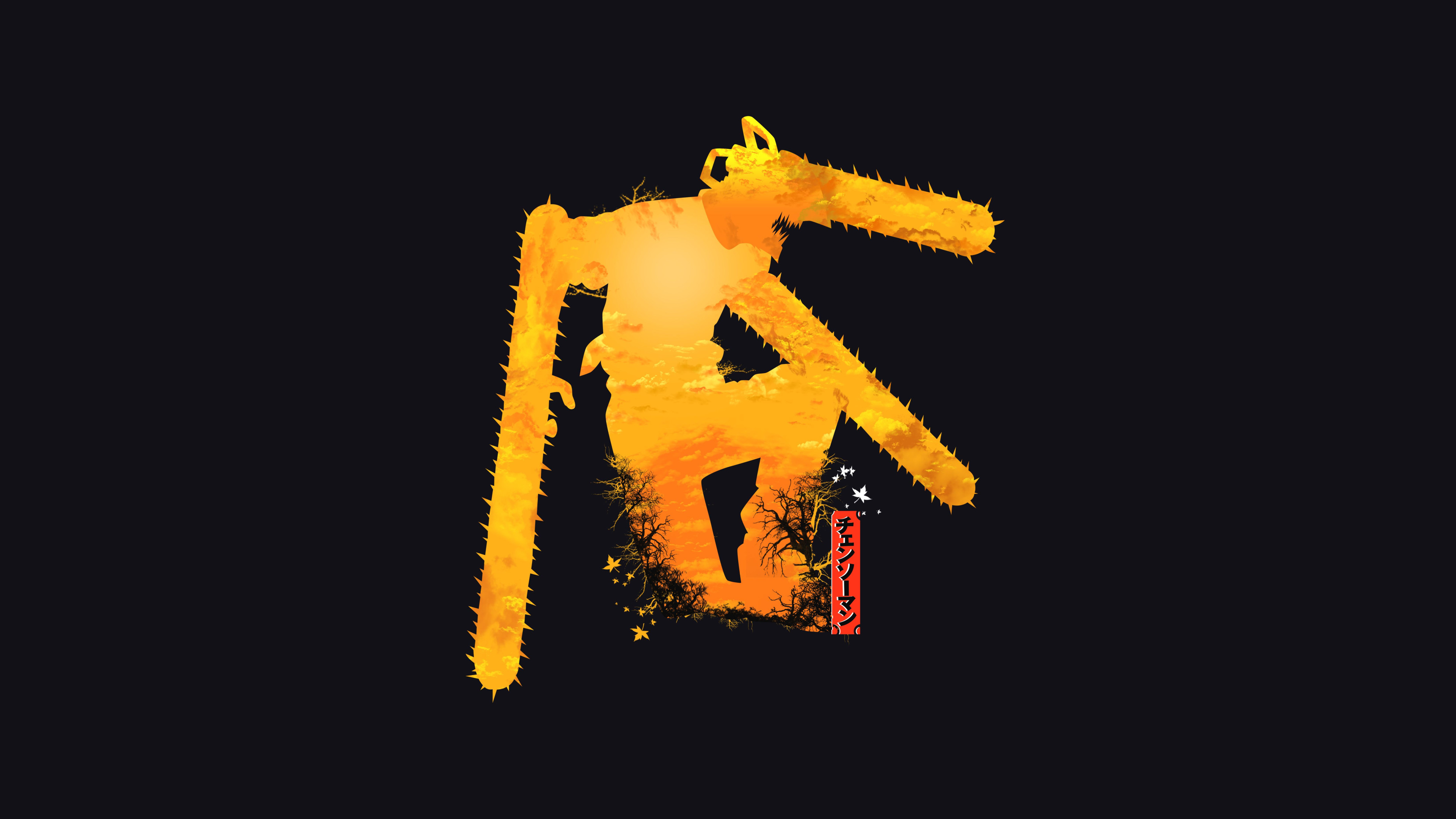 Denji from Chainsaw Man against a dark, high-contrast AMOLED background.