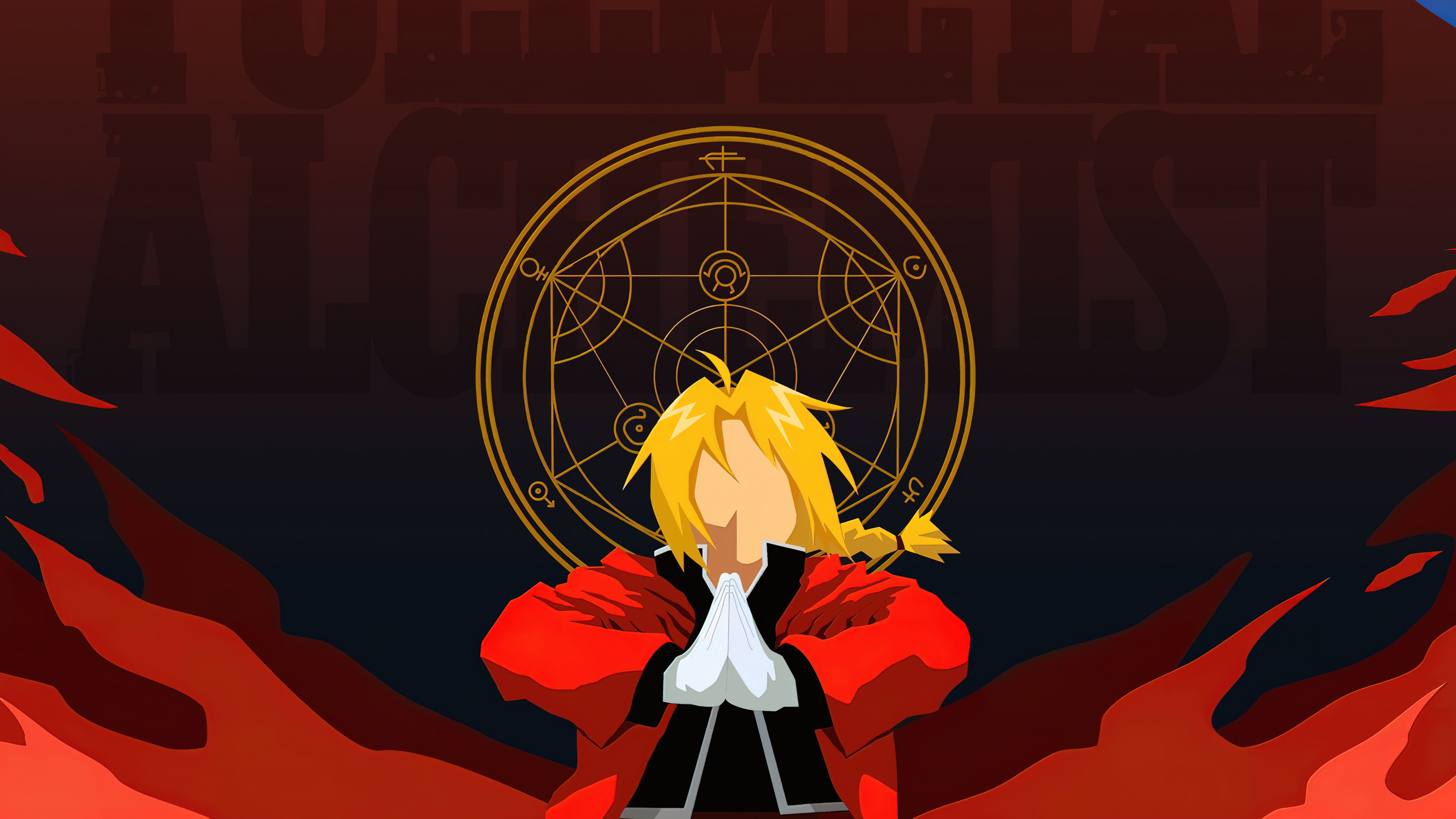 A faceless minimalist illustration of Edward Elric from Fullmetal Alchemist.