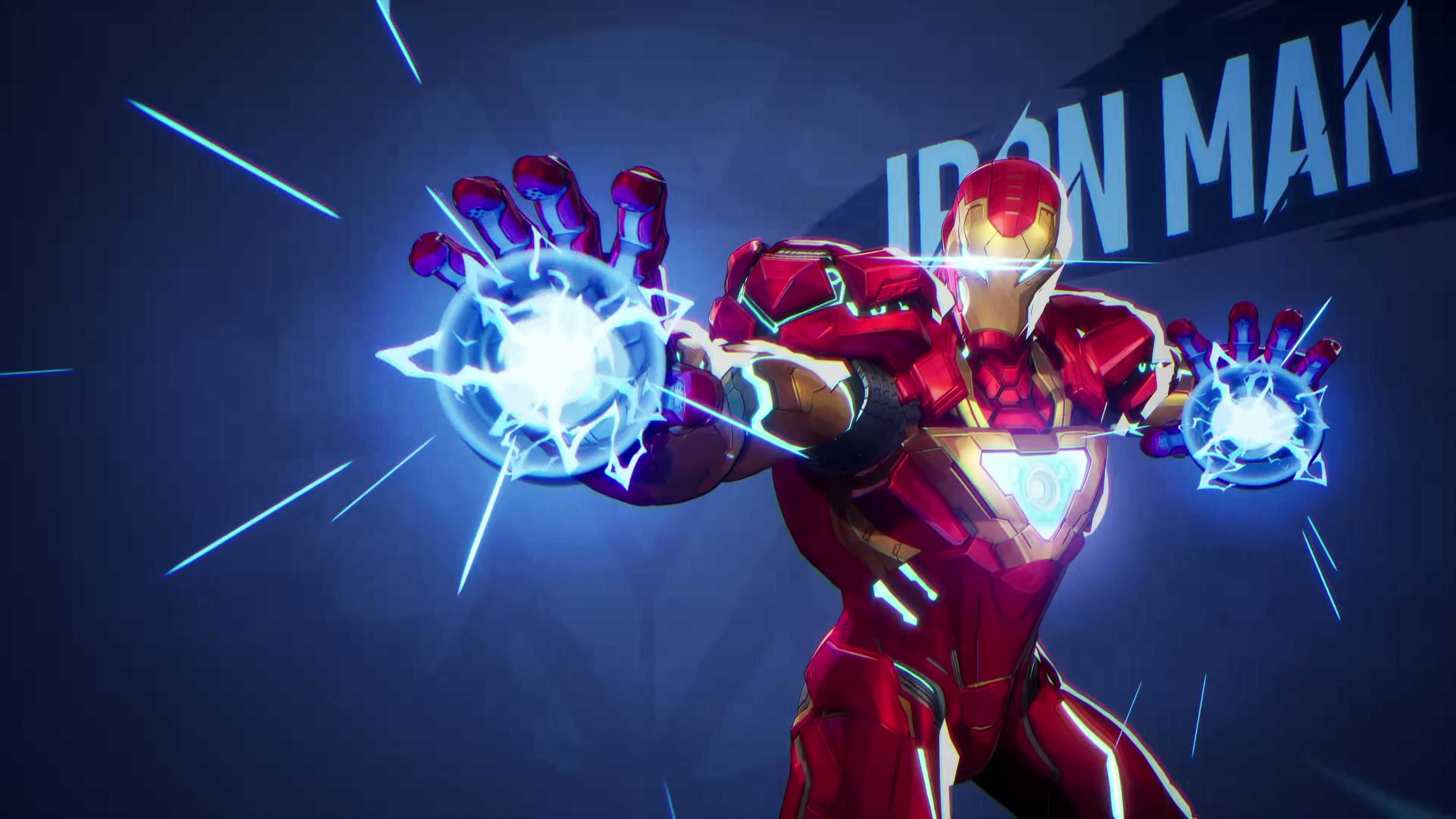 Iron Man in his signature red and gold powered armor from Marvel Rivals.