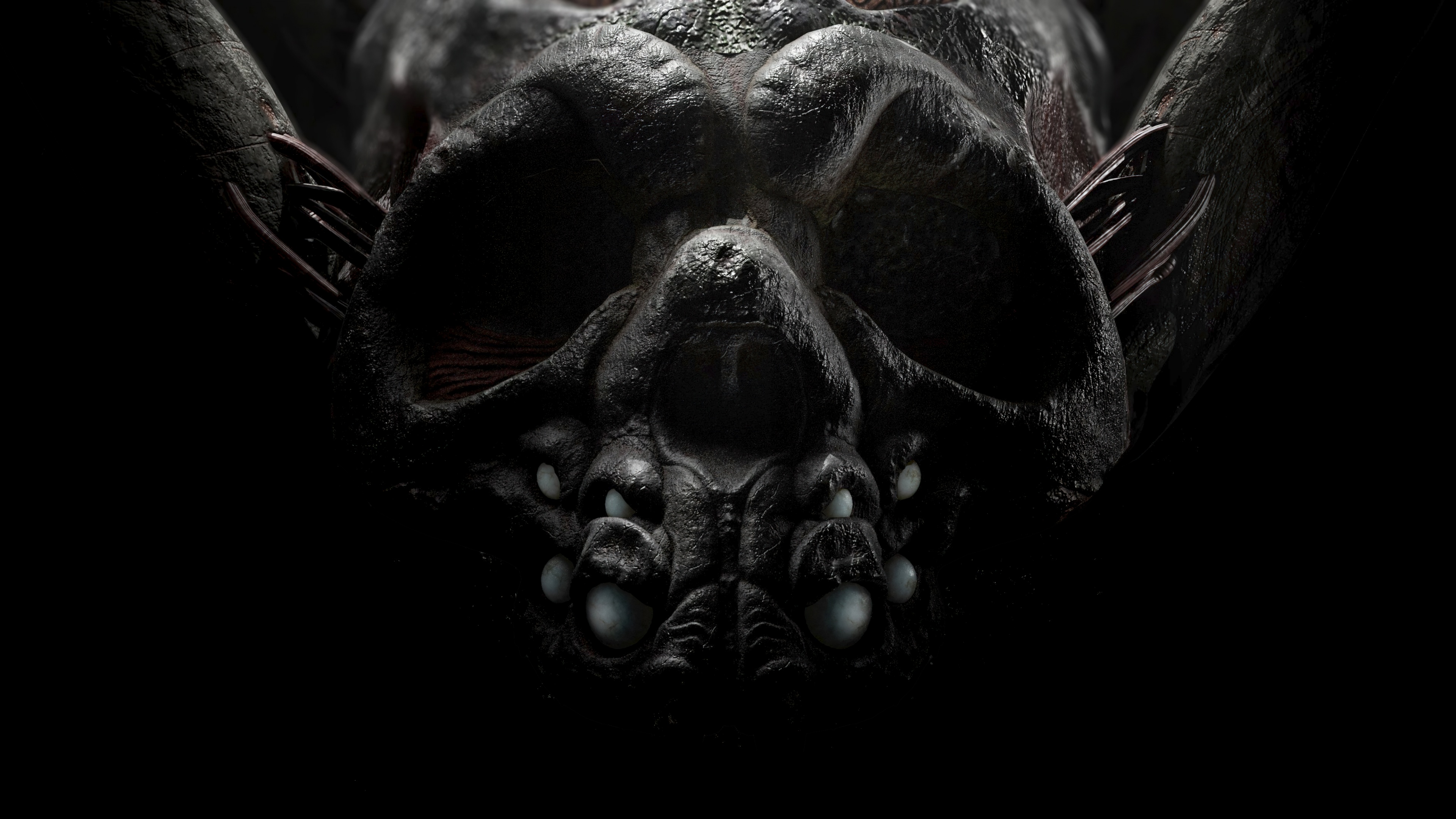 A cinematic and intense close-up of Kong from the MonsterVerse, showing detailed fur and a fierce expression against a dark, moody background.