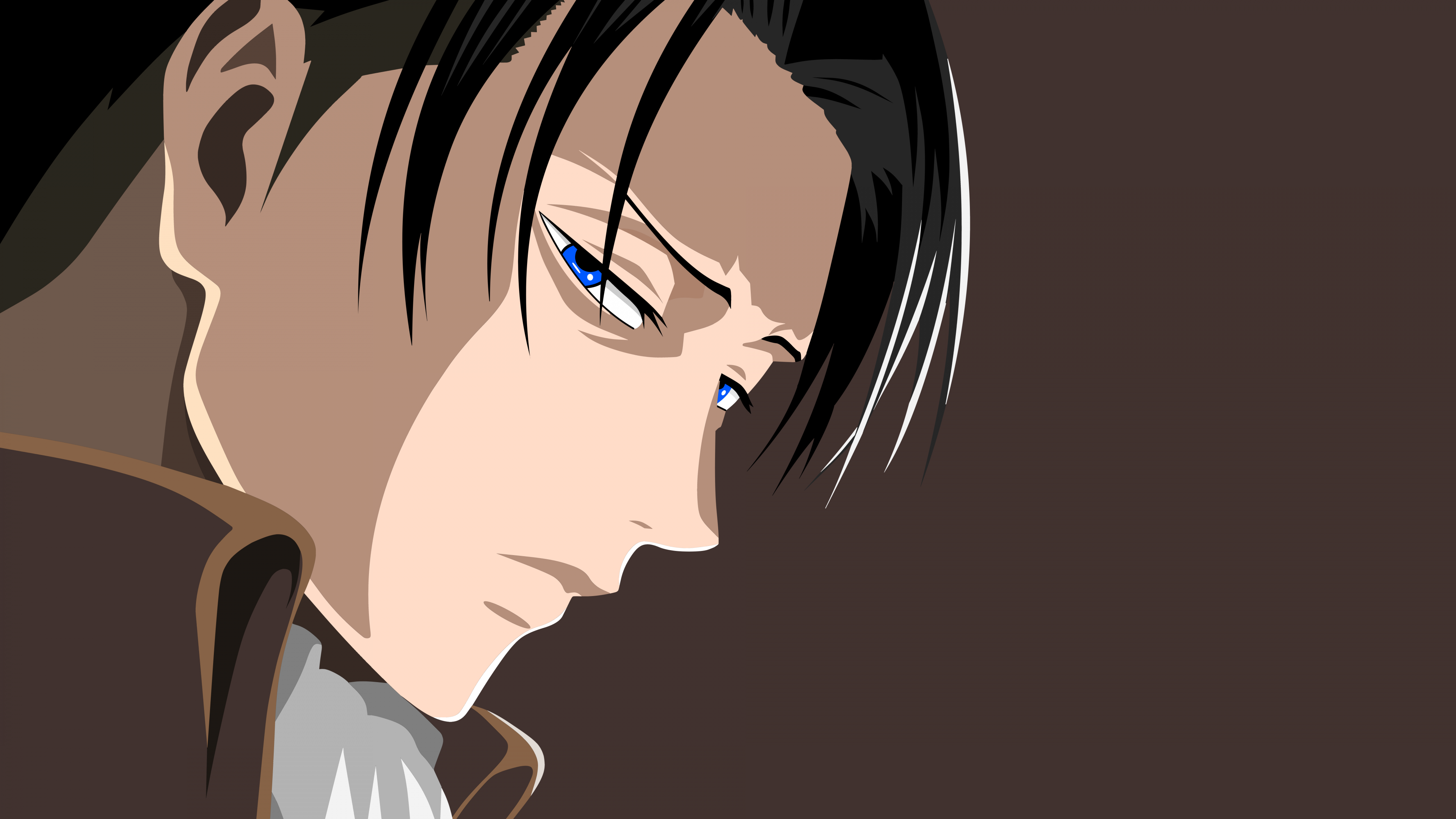 A minimalist, high-definition character portrait of Levi Ackerman from Attack on Titan.