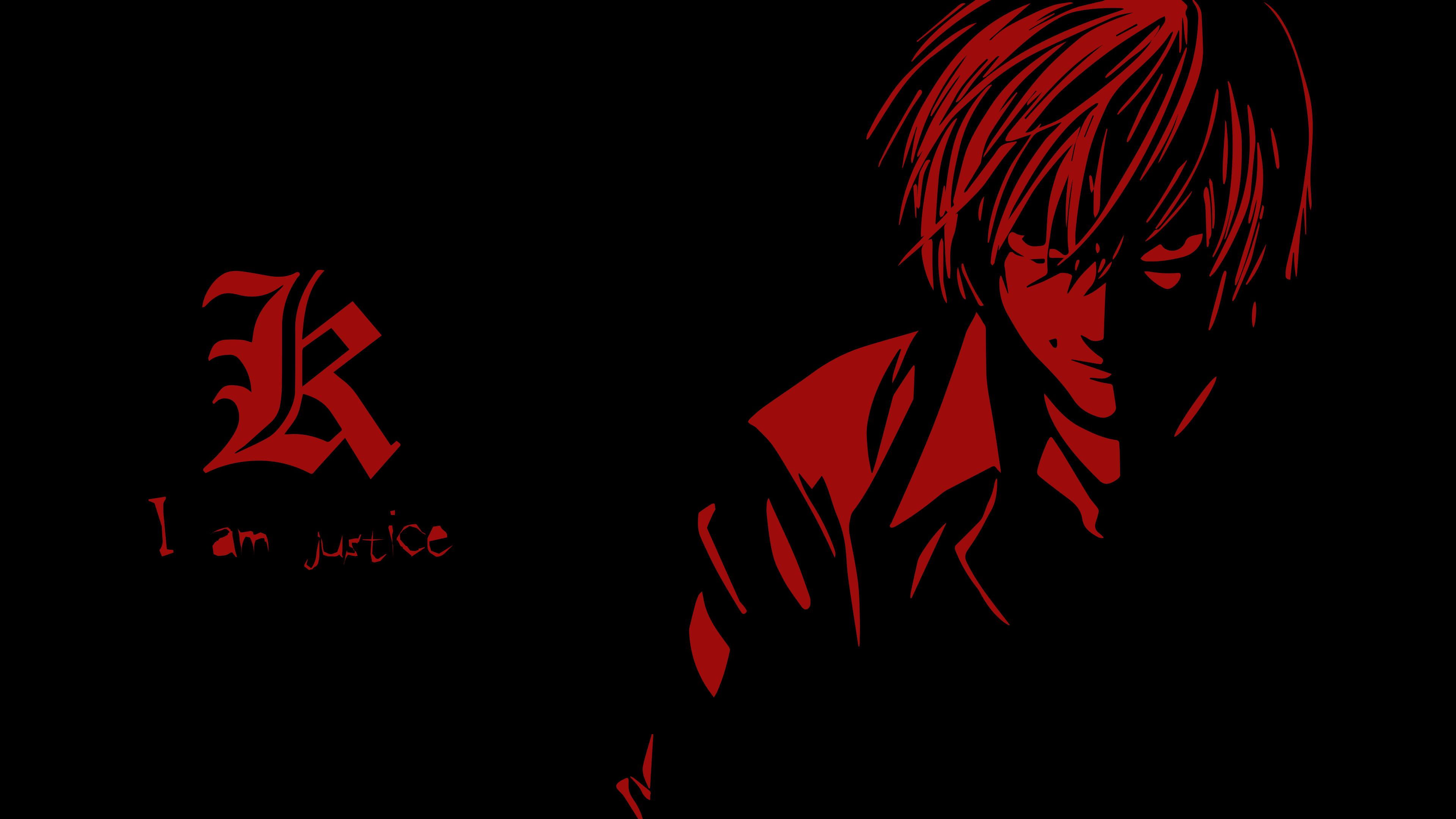 A high-resolution minimalist portrait of Light Yagami from Death Note on a solid black background.