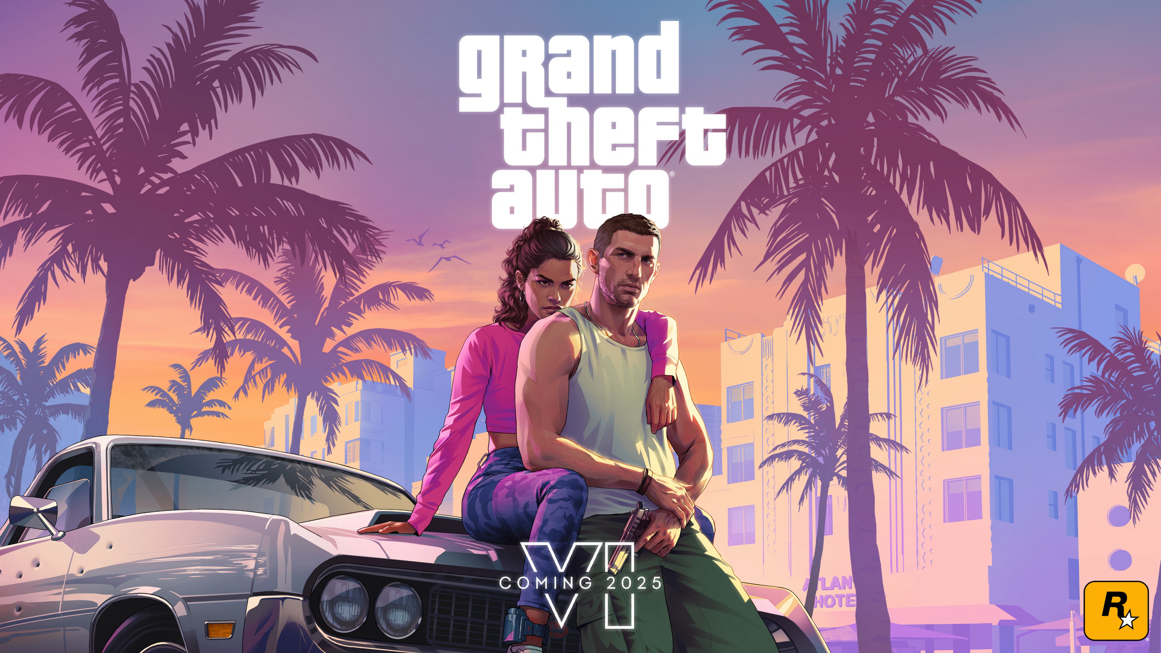 Detailed game art of Lucia Caminos and Jason from Grand Theft Auto VI