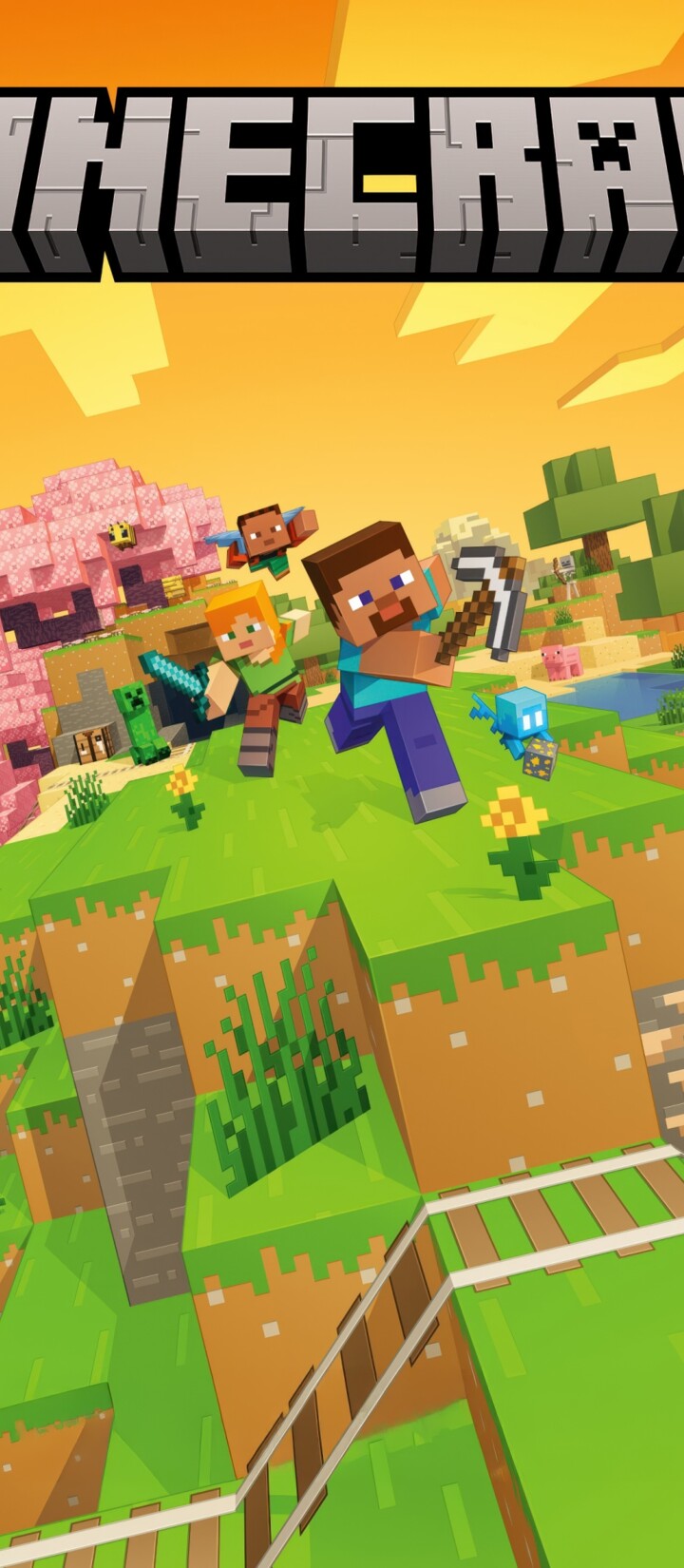 Cinematic 5K key art for Minecraft Deluxe Edition featuring Steve in a detailed blocky world.