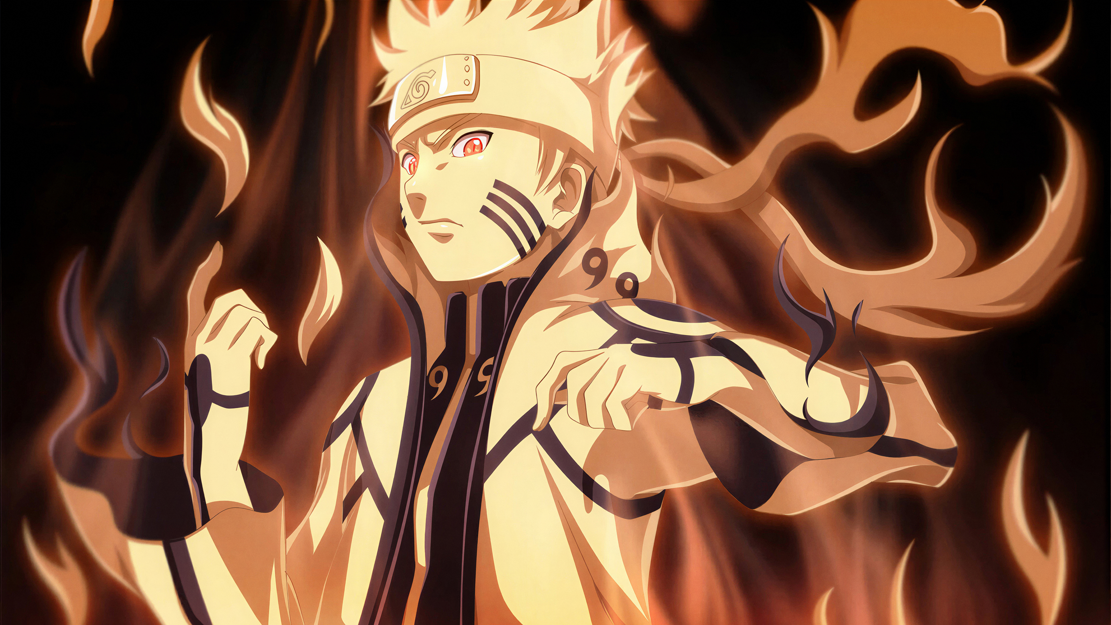 Naruto Uzumaki with the fierce energy of the Nine-Tailed Fox