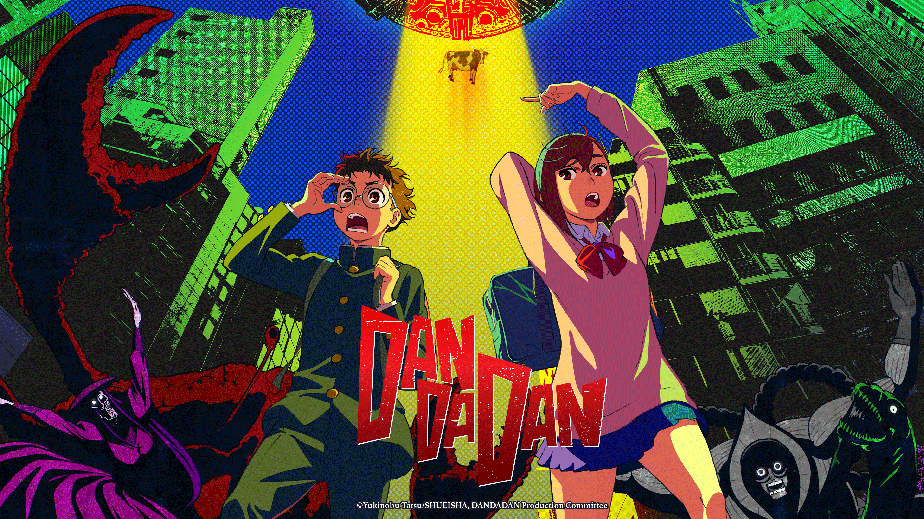 Anime illustration of Okarun and Aira Shiratori from Dandadan