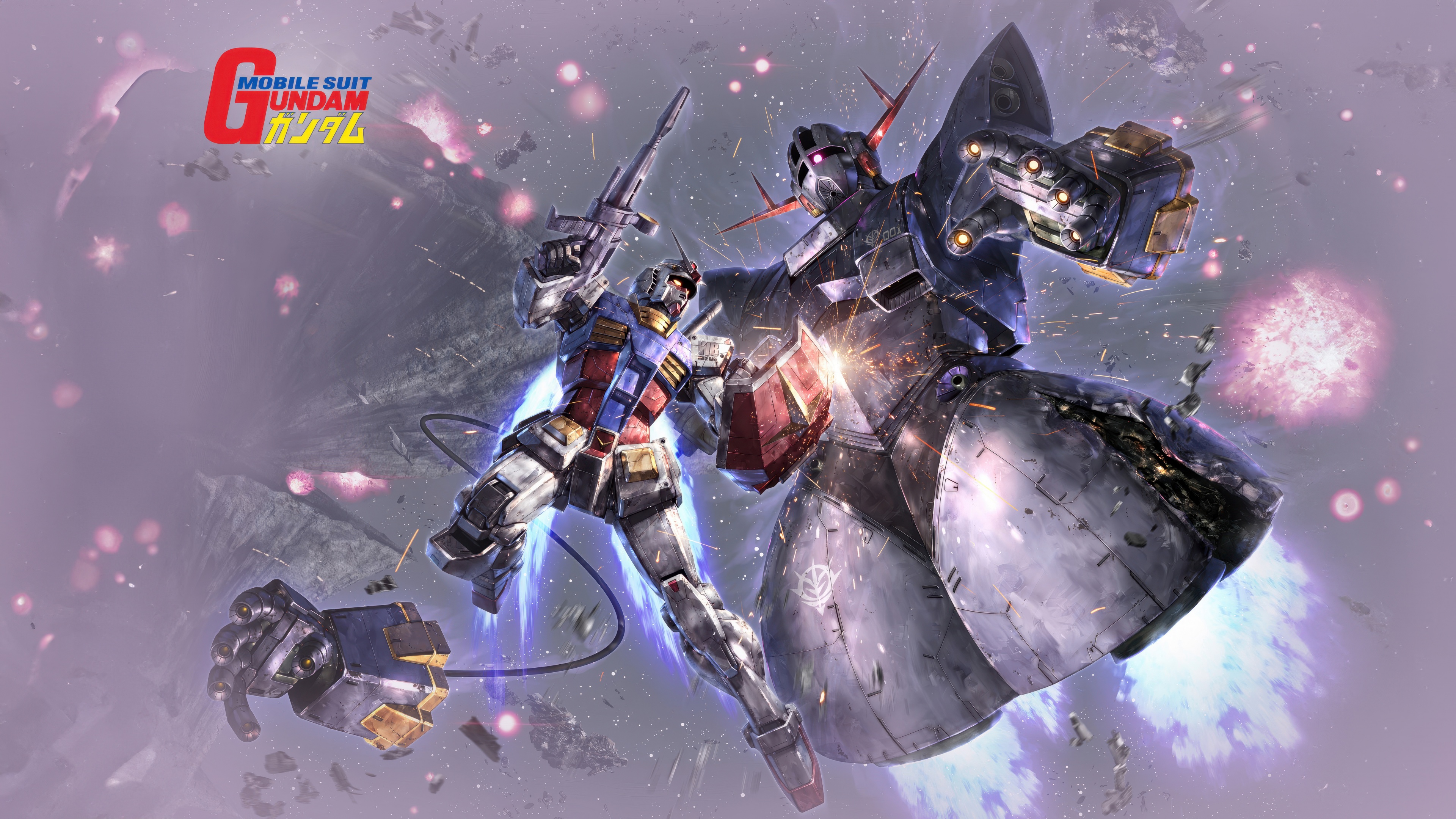 A detailed view of the RX-78-2 Gundam mobile suit prepared for an intense boss fight from the Mobile Suit Gundam series.