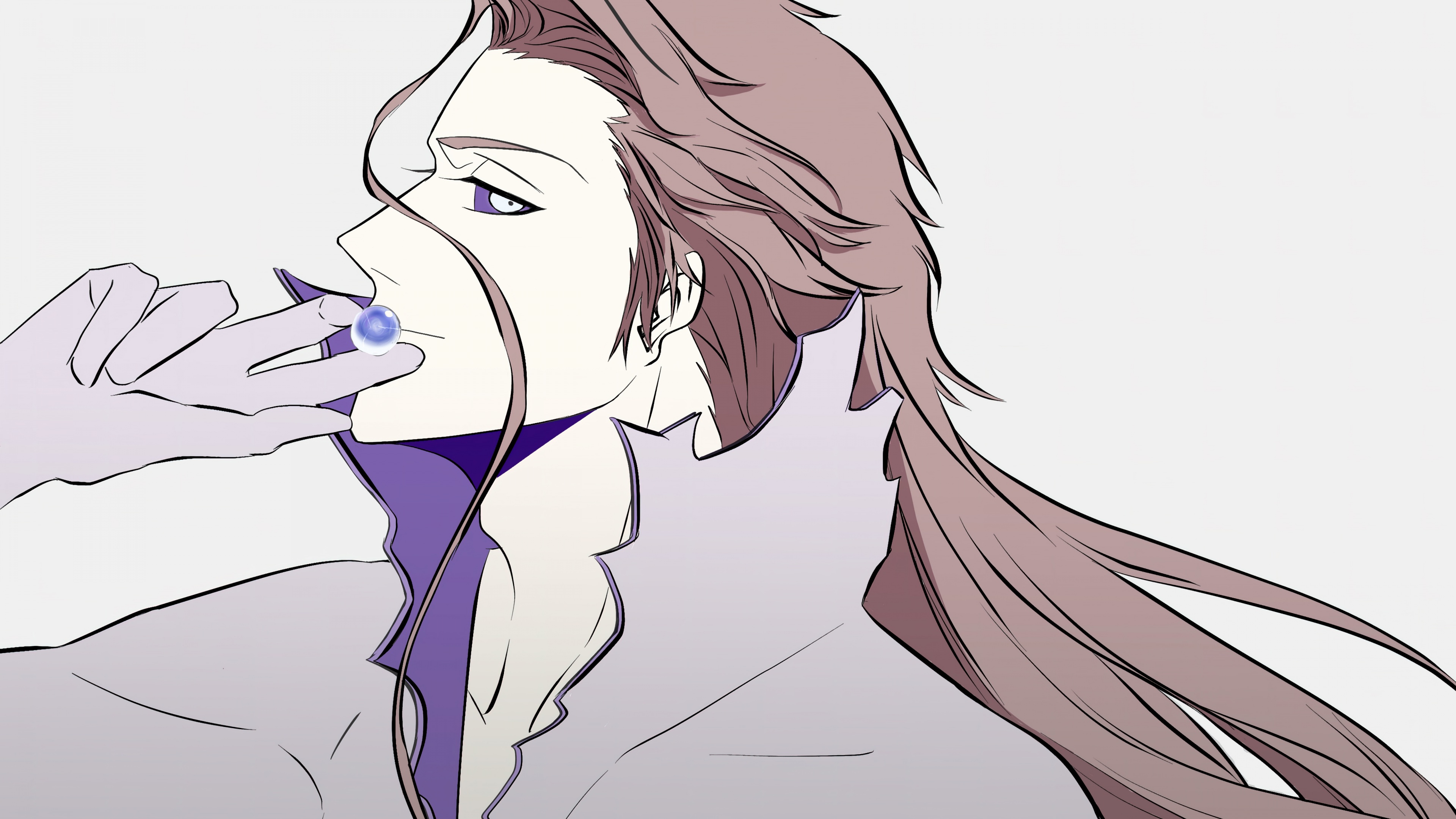 A minimalist digital portrait of Sosuke Aizen from the anime Bleach.