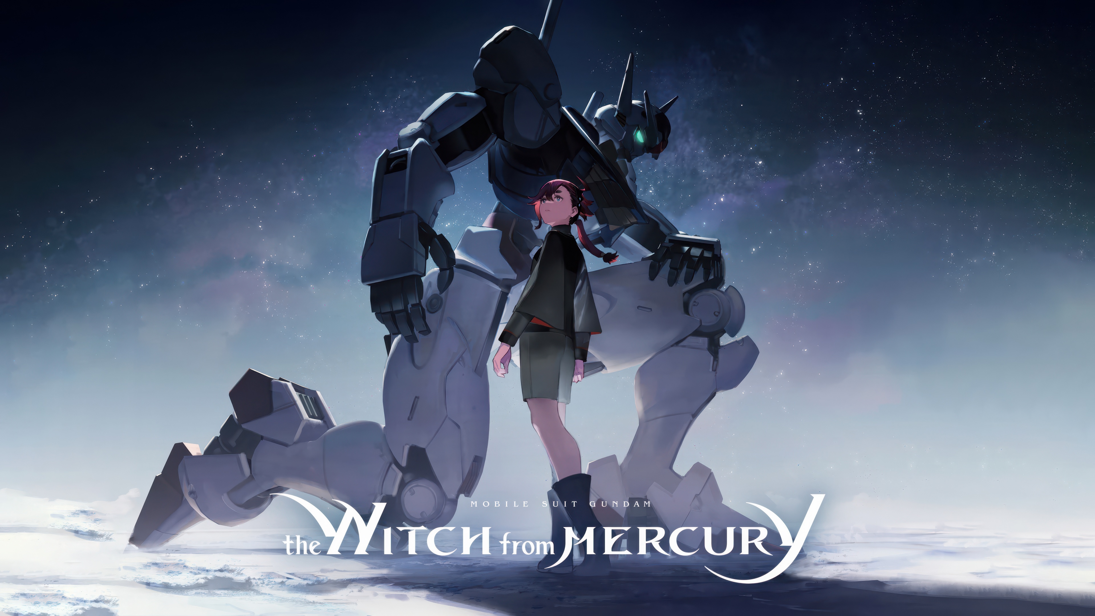 Suletta Mercury featuring the Gundam Aerial mobile suit from Mobile Suit Gundam: The Witch from Mercury.